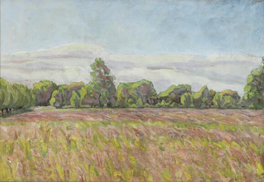 Niels Larsen Stevns: "Blomstrende græs på engen". Signed NS. Oil on