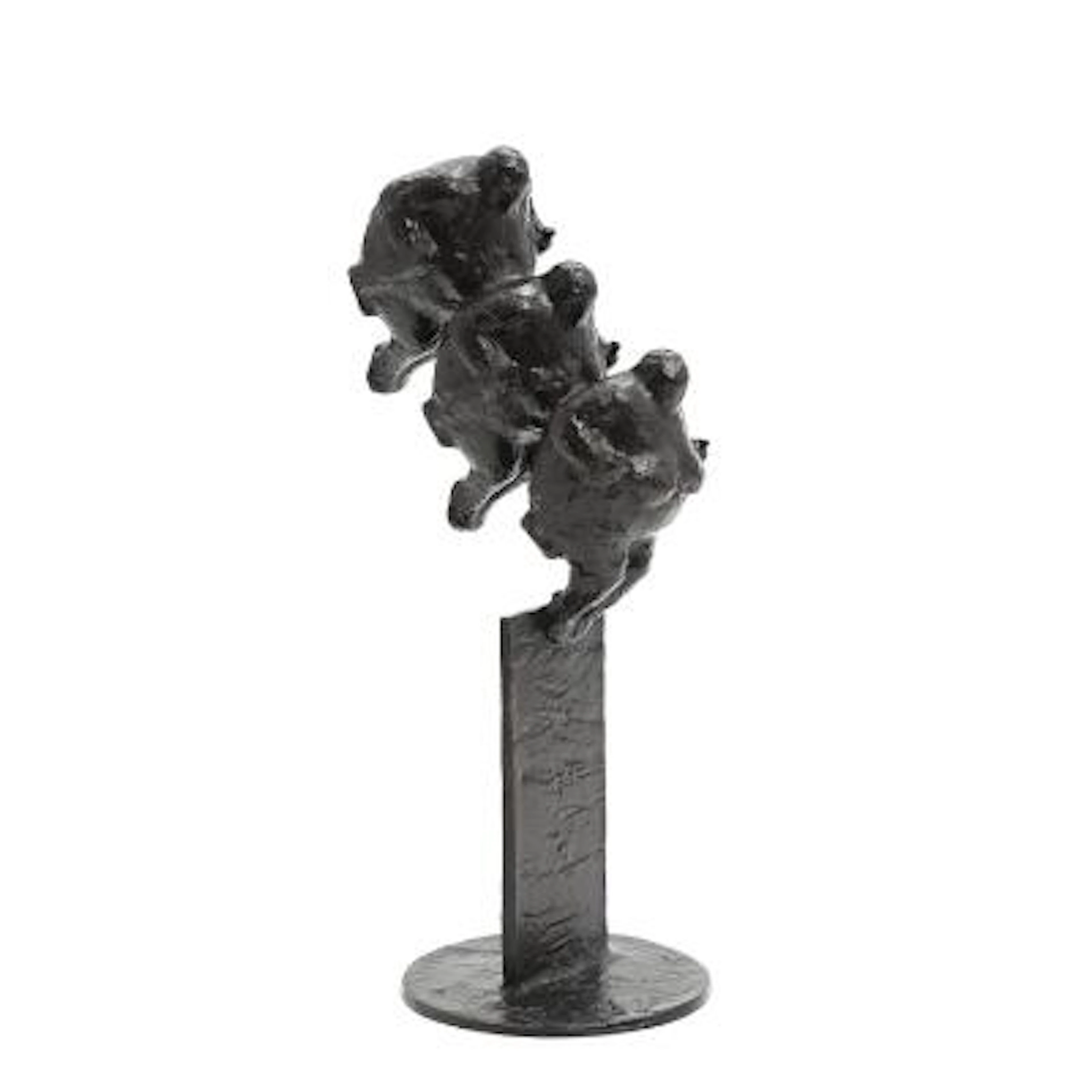 Keld Moseholm: "3 damer i gynge". Signed KM 1-8. Dark patinated bronze.