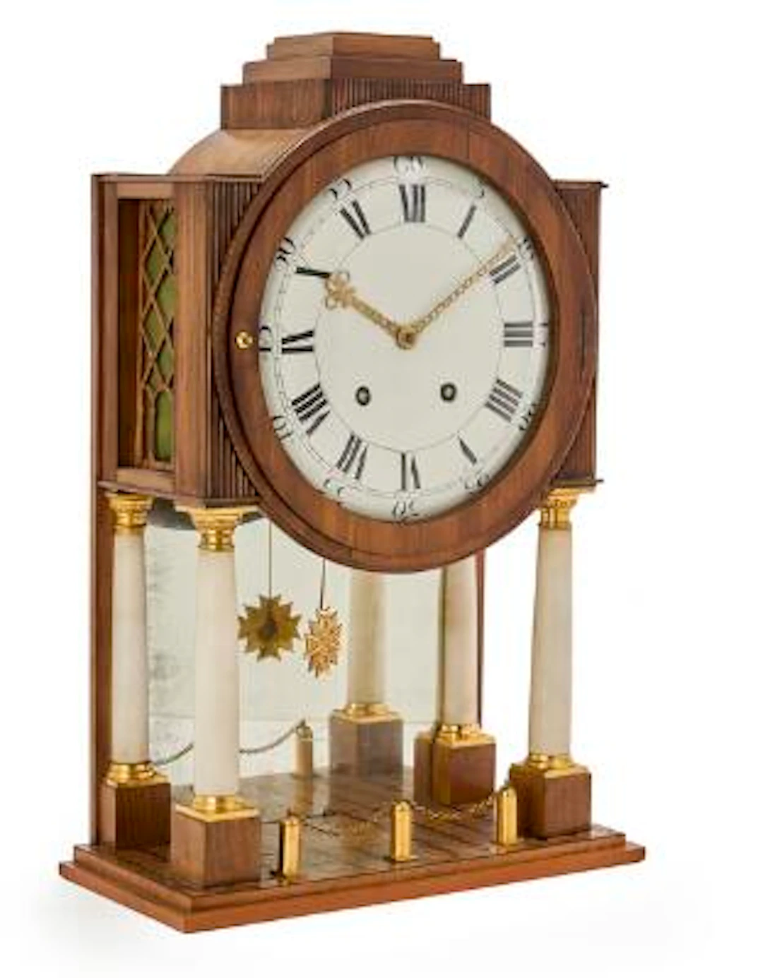 An English Regency mantel clock in mahogany case. London, circa 1820.