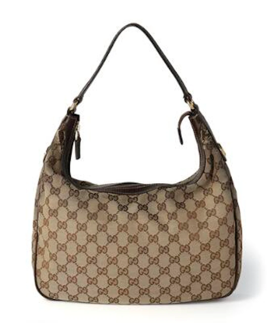 Gucci: A "Charmy" bag of brown monogram canvas with dark brown leather