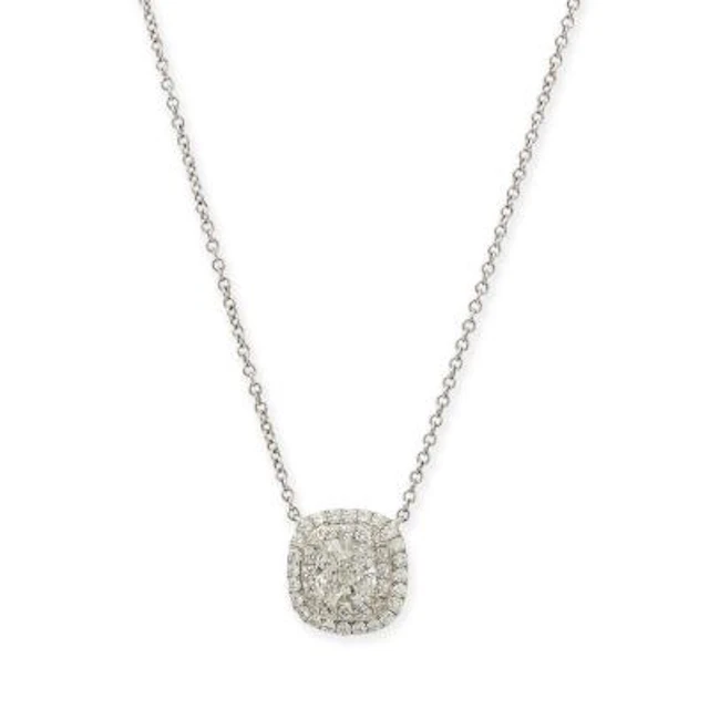 Tiffany & Co.: A "Double Halo" necklace set with a diamond pendant