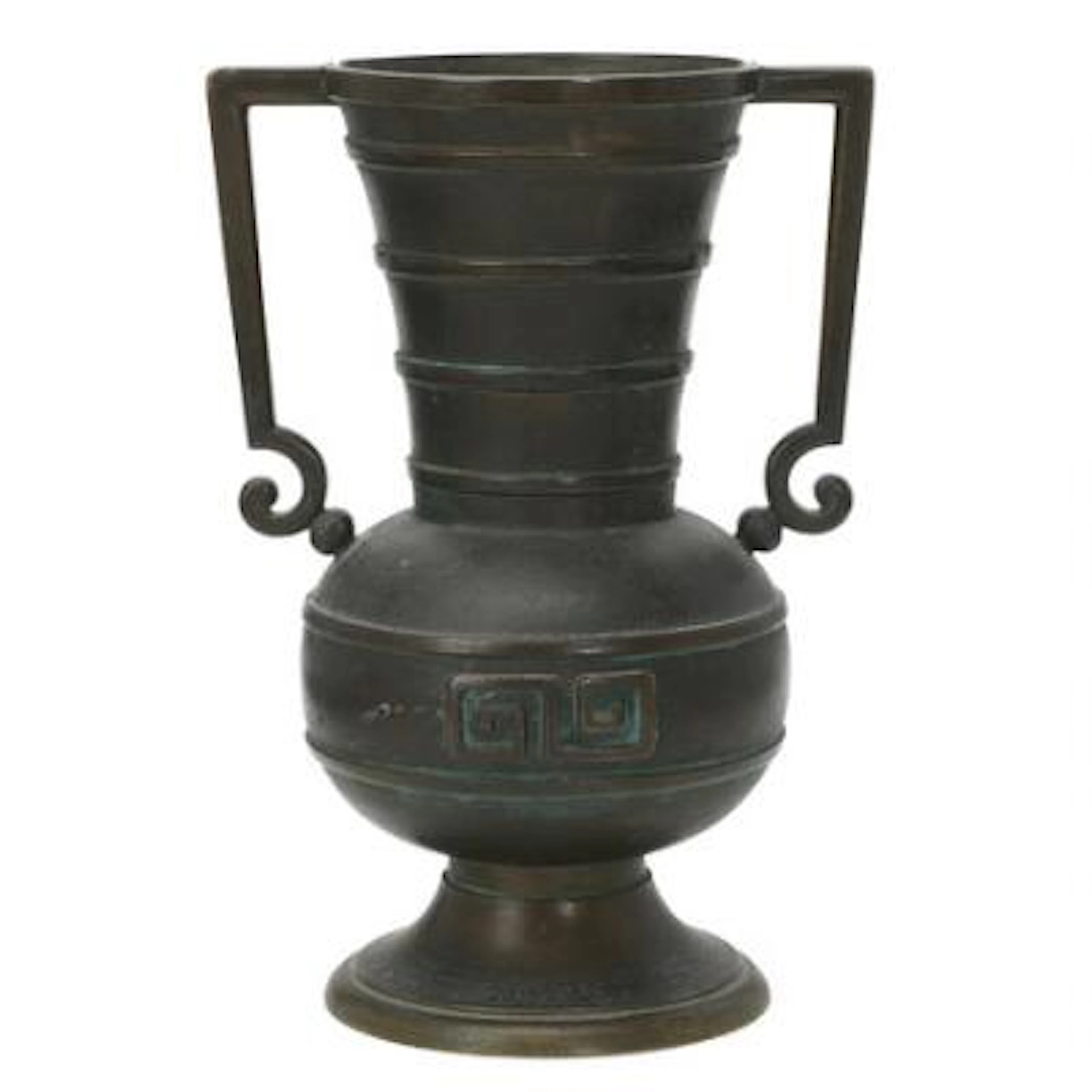 Swedish design: Art Deco vase in patinated bronze. Marked Brons 38.