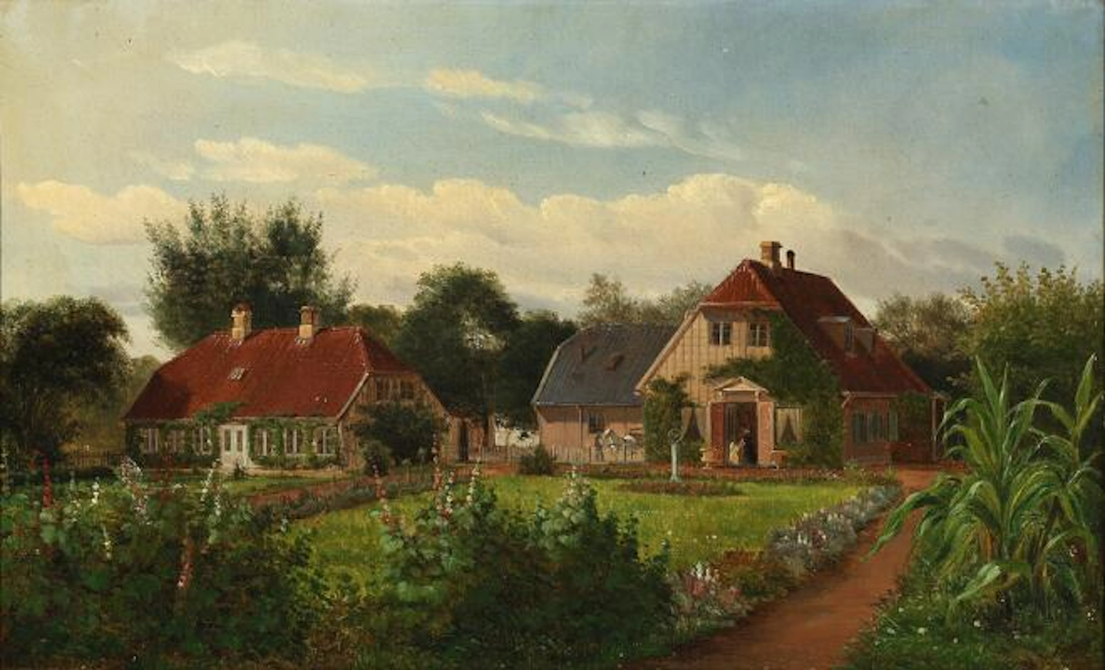 Wilhelm Zillen: Summer's Day at a farm. Unsigned. Oil on canvas. 56