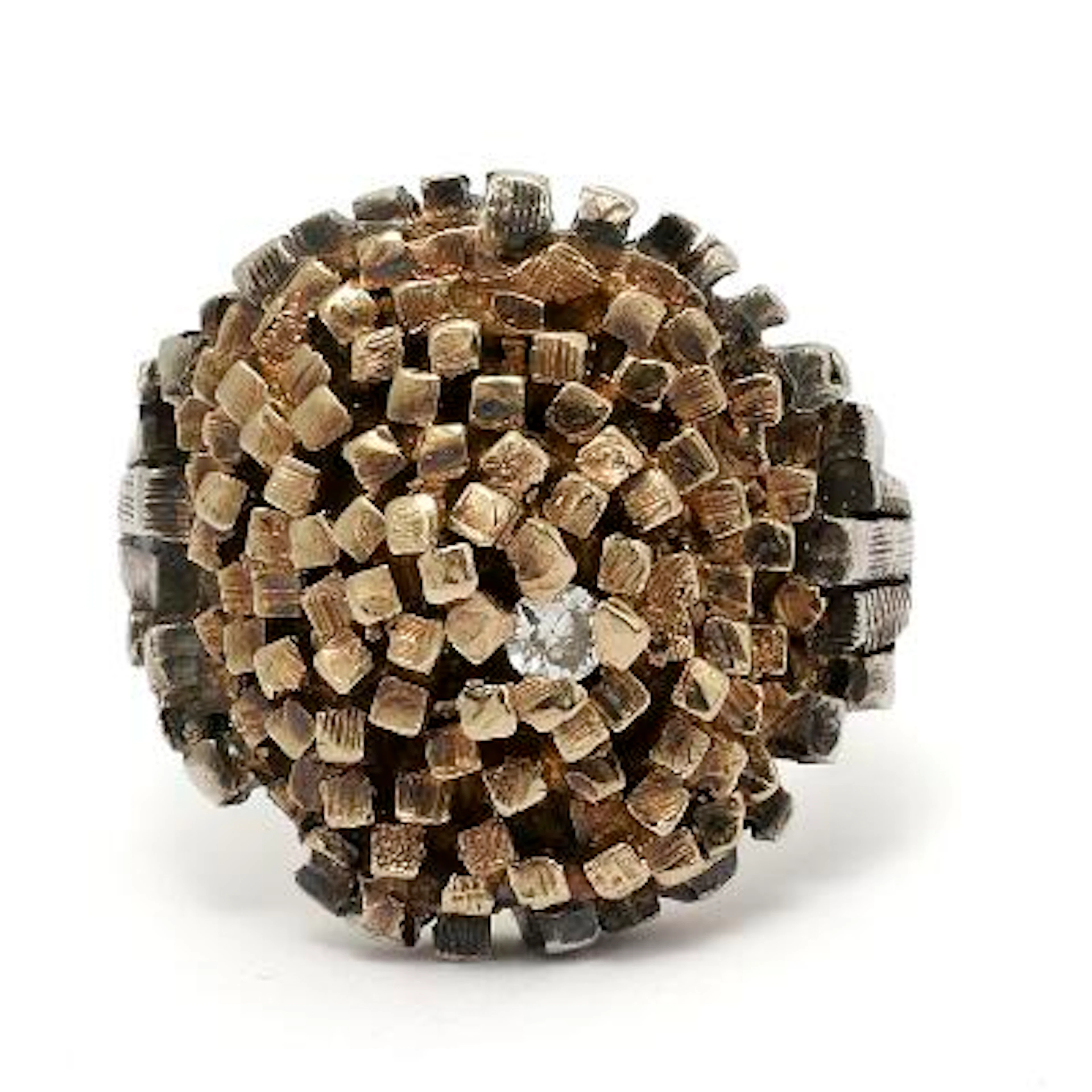 A ring set with a brilliant-cut diamond, mounted in silver and 14k