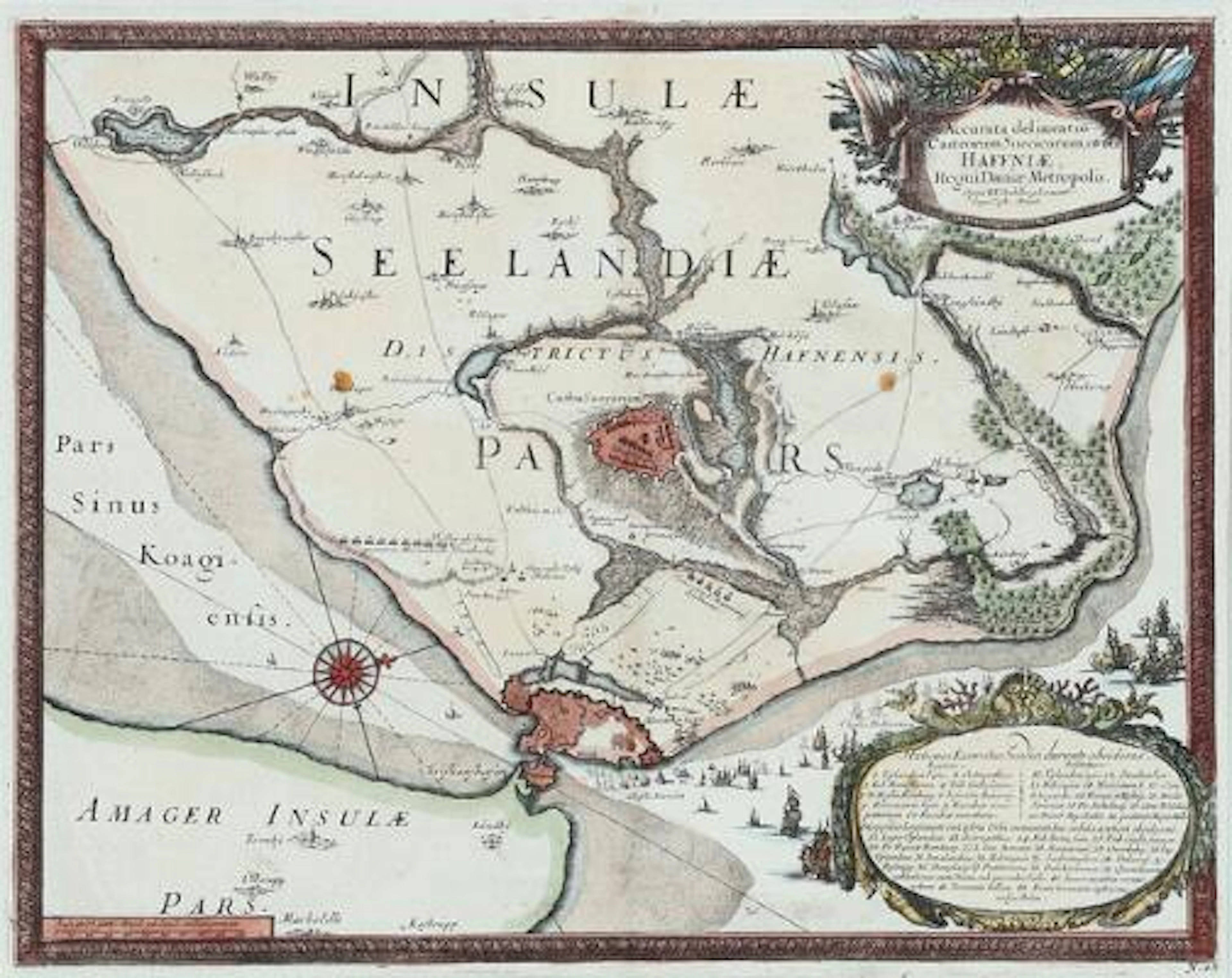 Erik Dahlbergh: "Haffniæ, Regni Daniæ Metropolis". C. 1660. Hand coloured