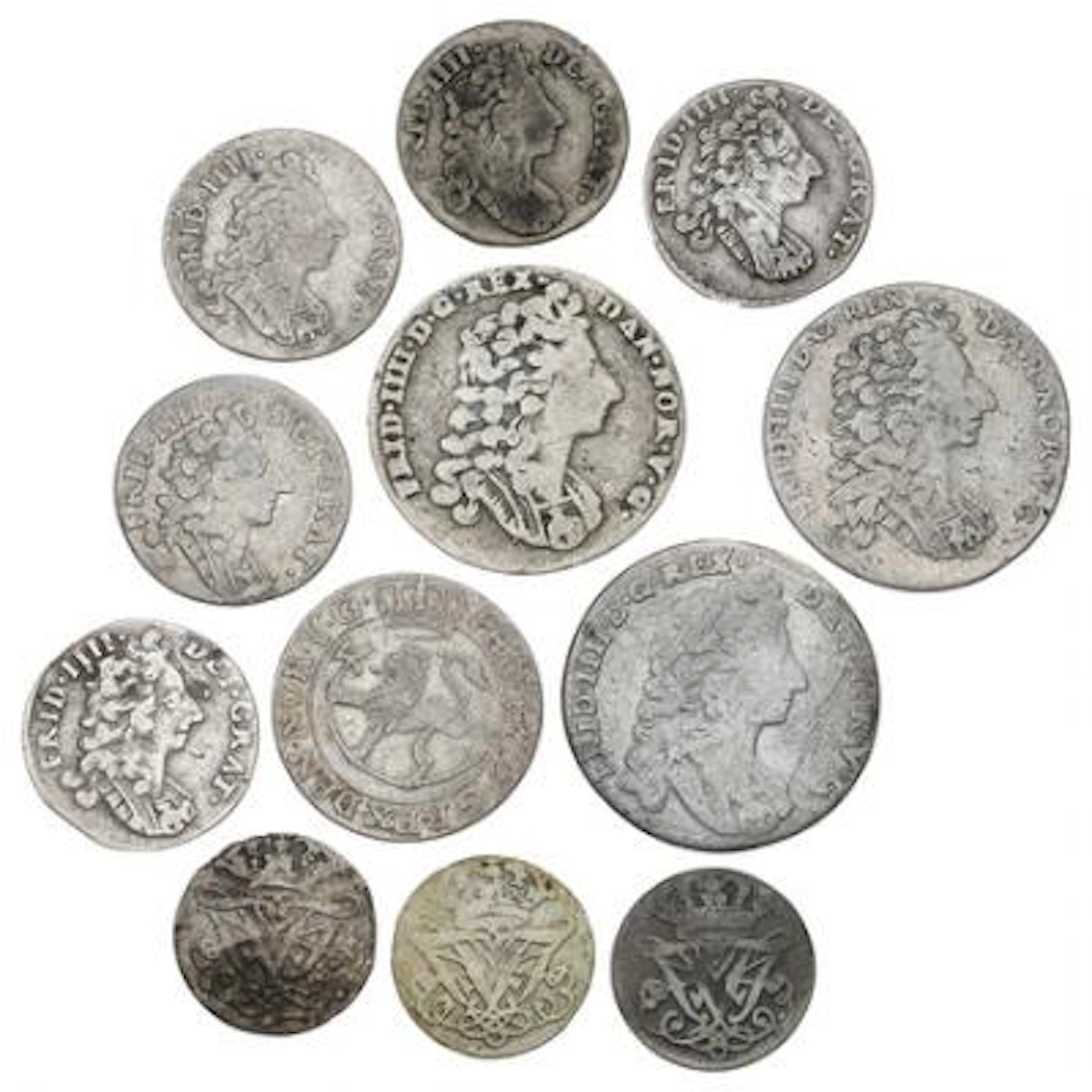 Norway, Frederik IV, collection of coins, in total 12 pcs – Bruun