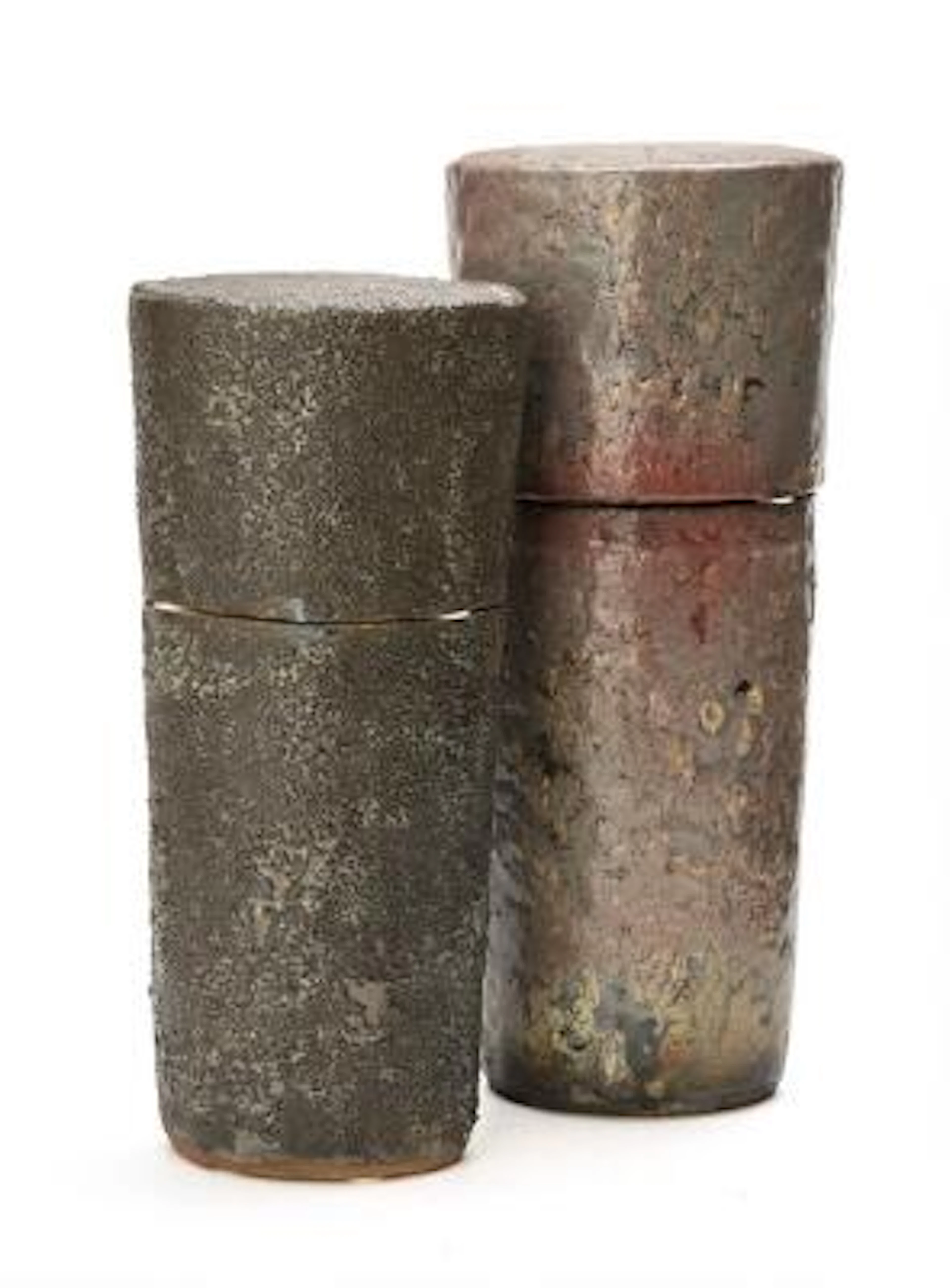 Danish ceramicist: Two oval lidded stoneware jars, decorated with