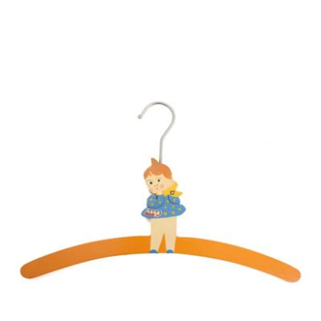 Dagny Holm for LEGO: A painted wooden hanger with a child. Manufactured
