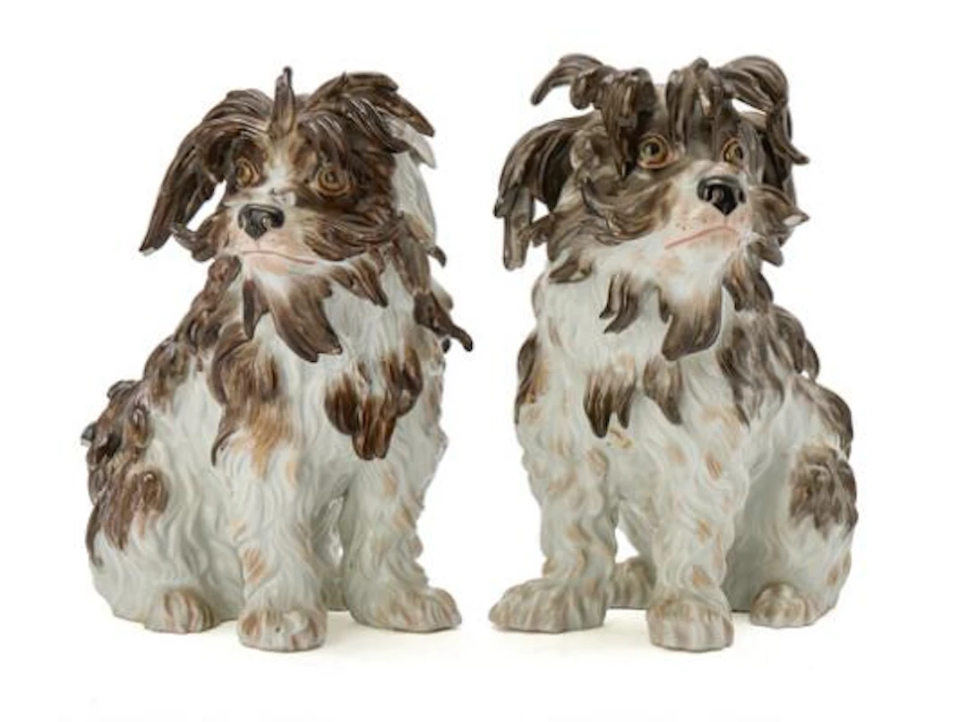 Johann Joachim Kändler, after: Two Bolognese dogs. Meissen, late 19th