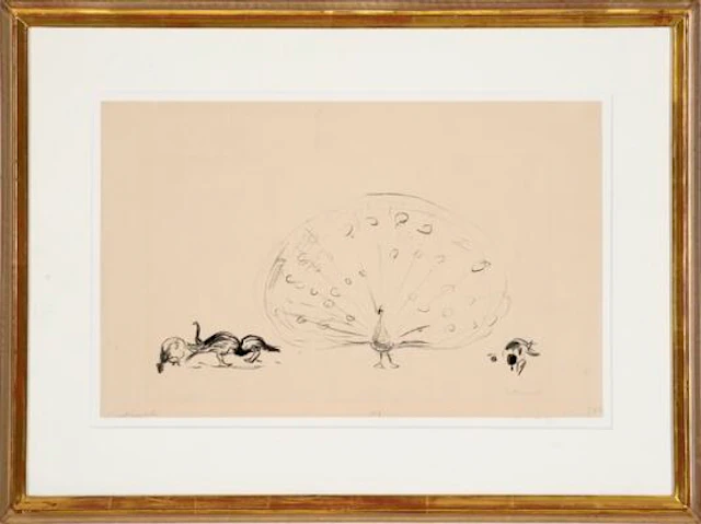 Edvard Munch: "Påfuglfamilie"", 1908-09. Signed Edv. Munch. Lithograph.