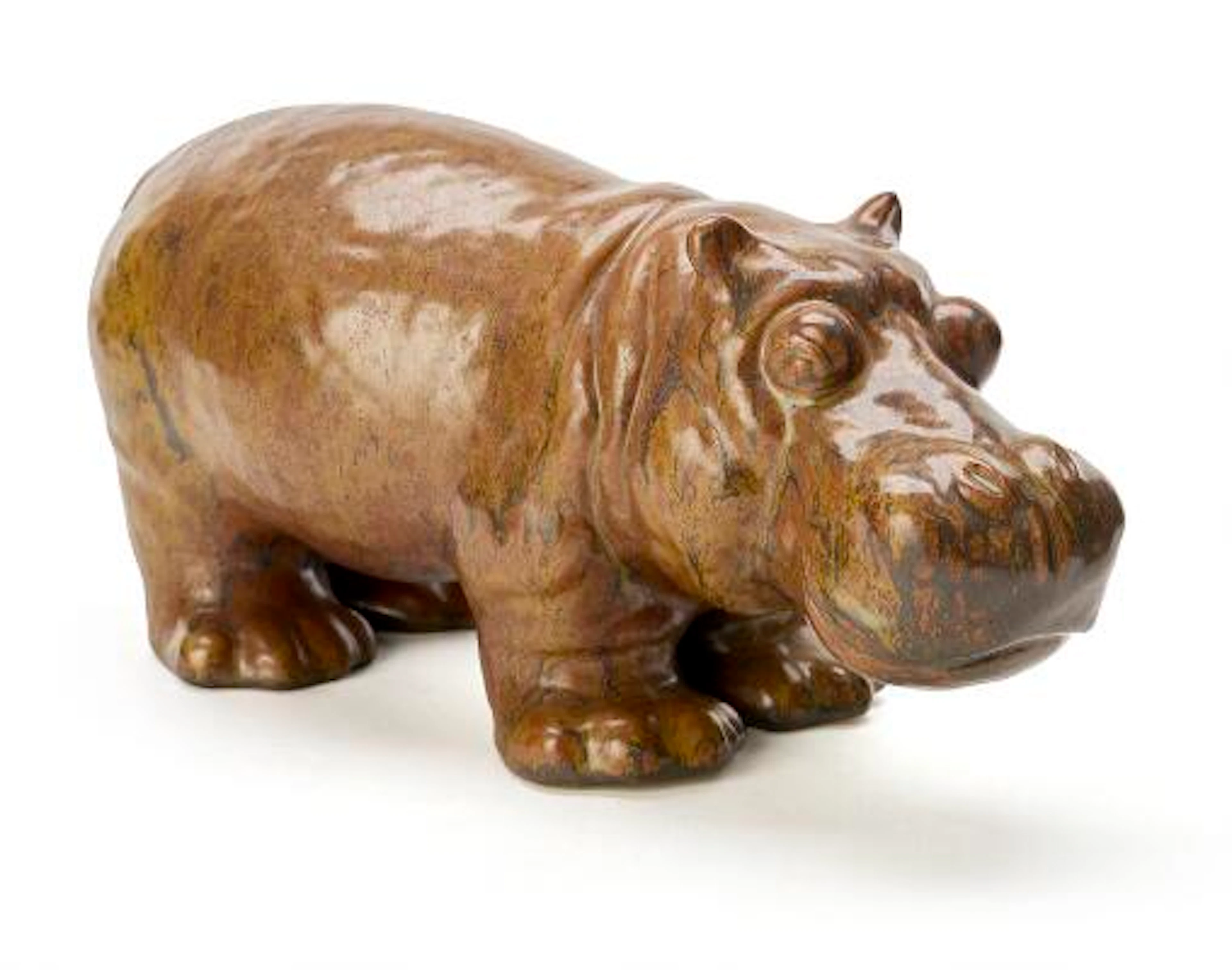 Lauritz Hjorth: Stoneware figure modelled as a hippopotamus. H. 15