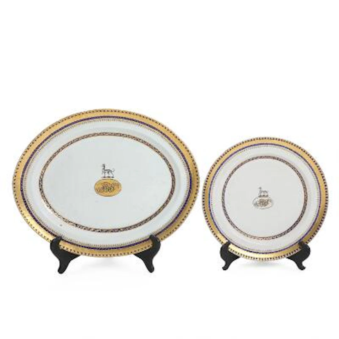 “The Warming Service”. An oval dish and a plate of Chinese export