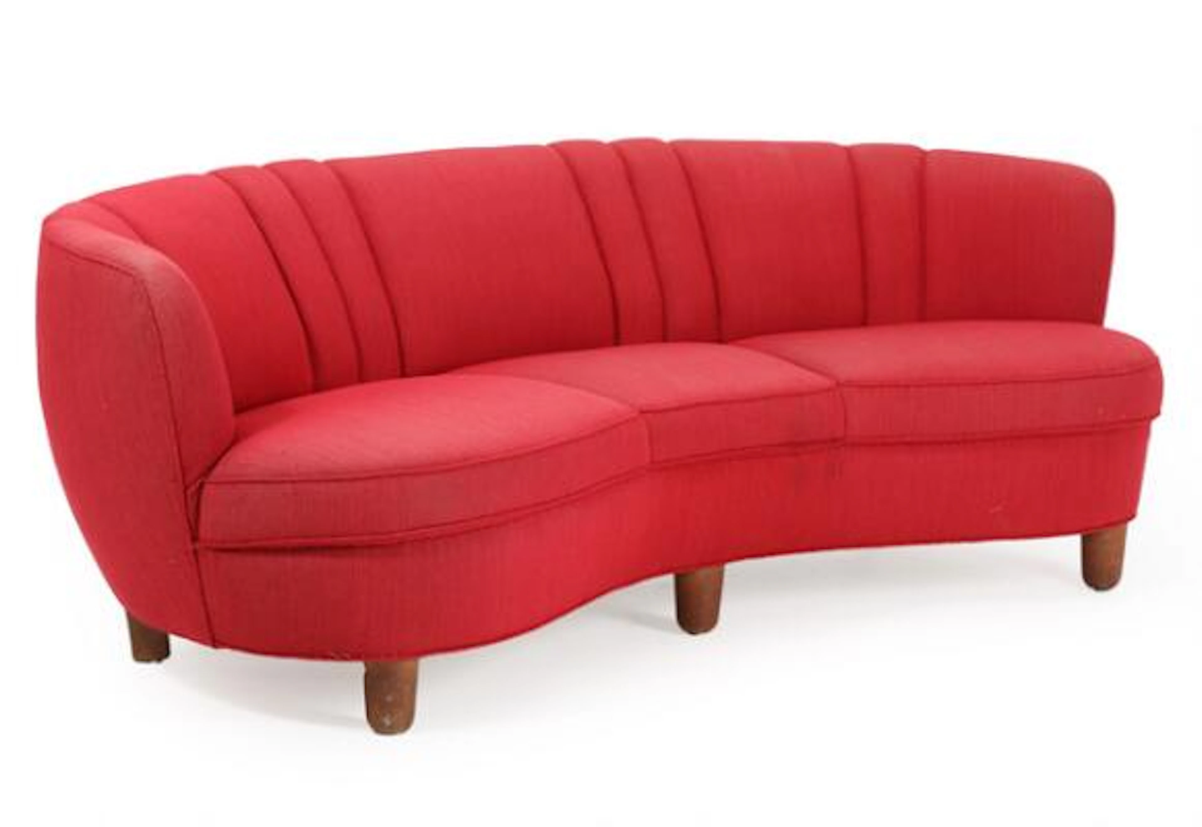 Danish furniture design: Three seater sofa with oak and beech legs.