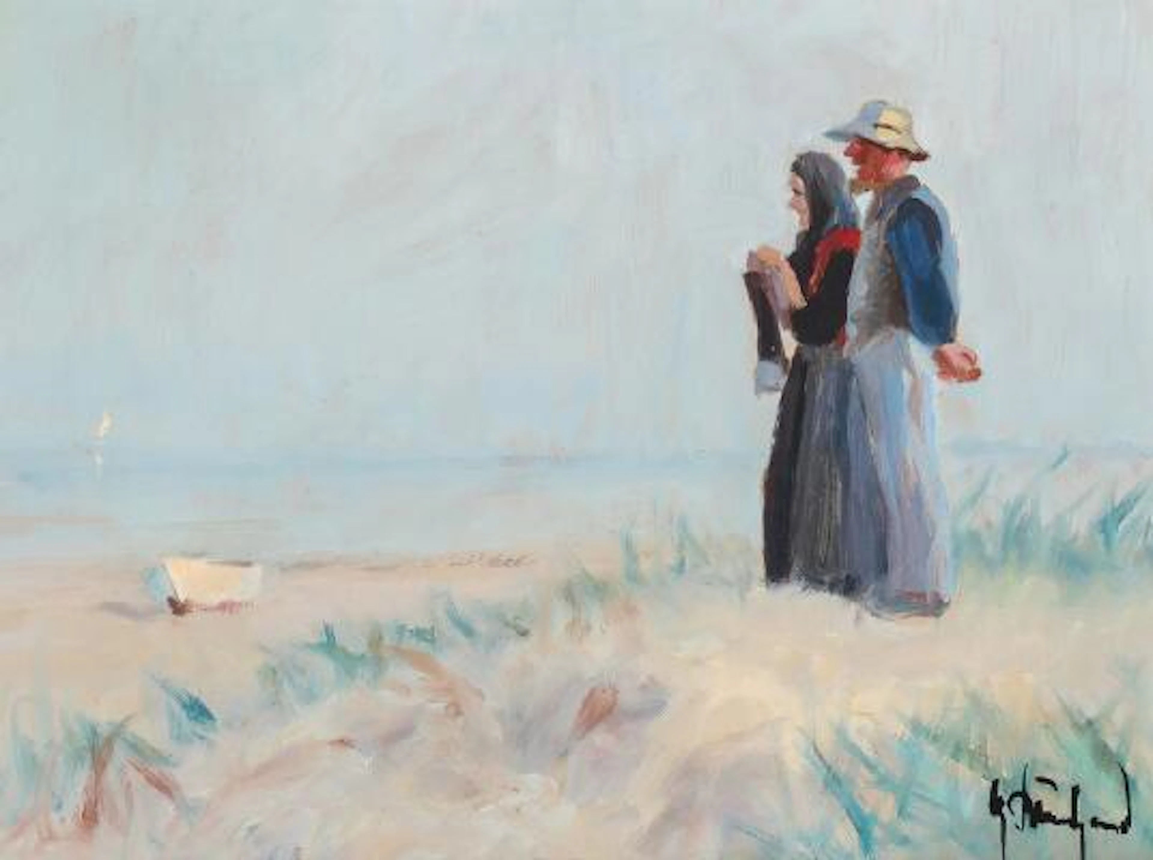 Gunnar Bundgaard, (after Michael Ancher): A Skagen Woman Knitting
