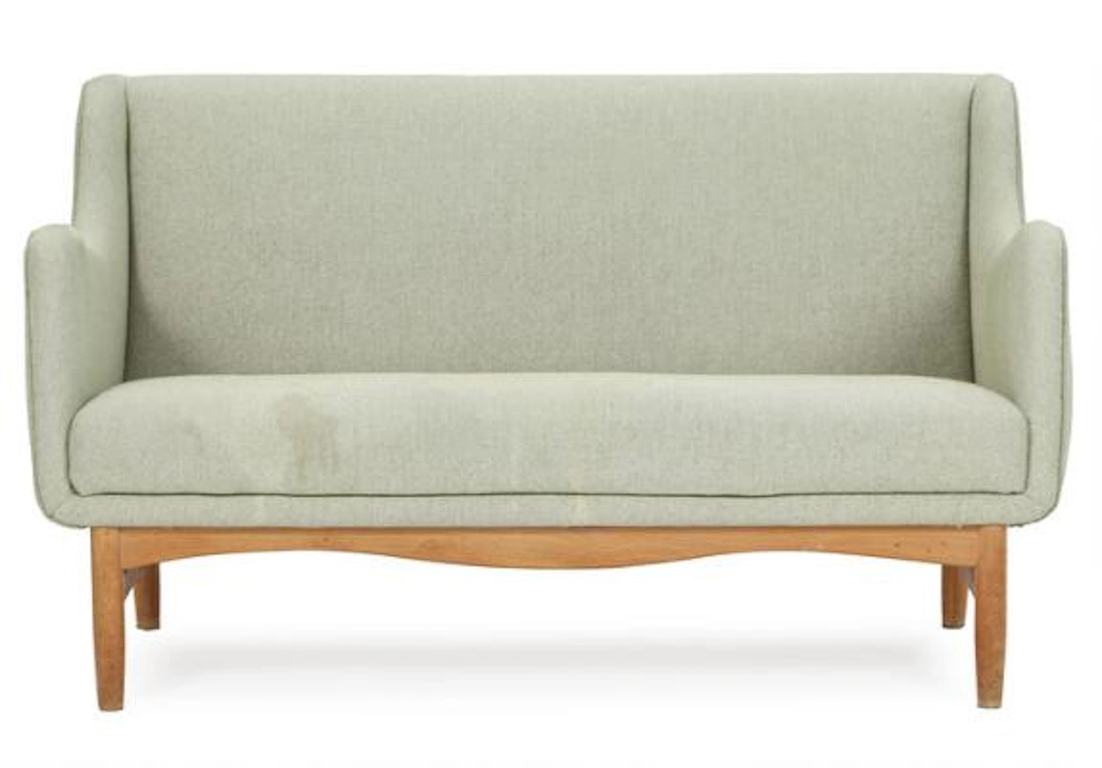 Finn Juhl: Freestanding two seater sofa with oak frame, upholstered