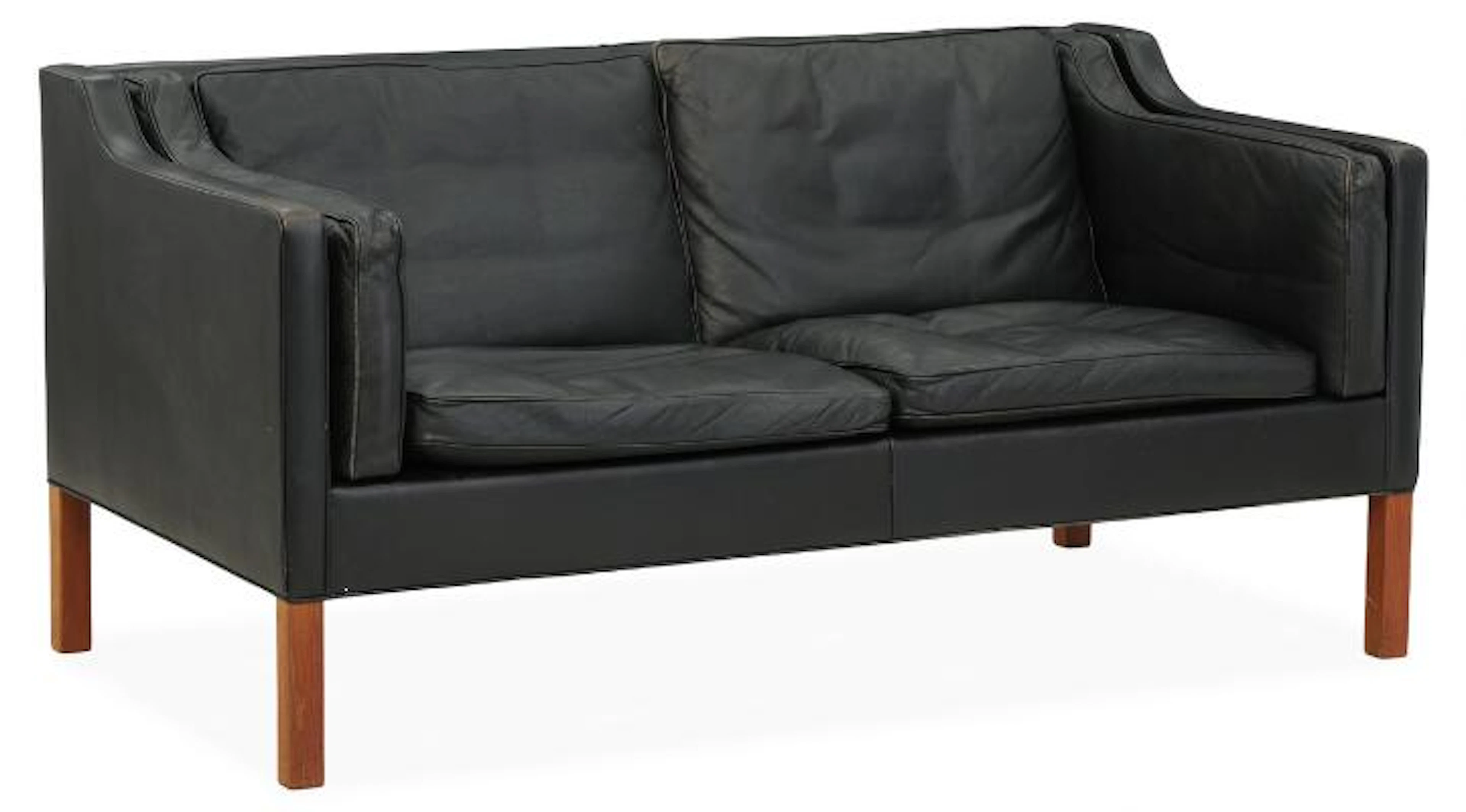 Børge Mogensen: Two seater sofa with teak legs. Upholstered with black
