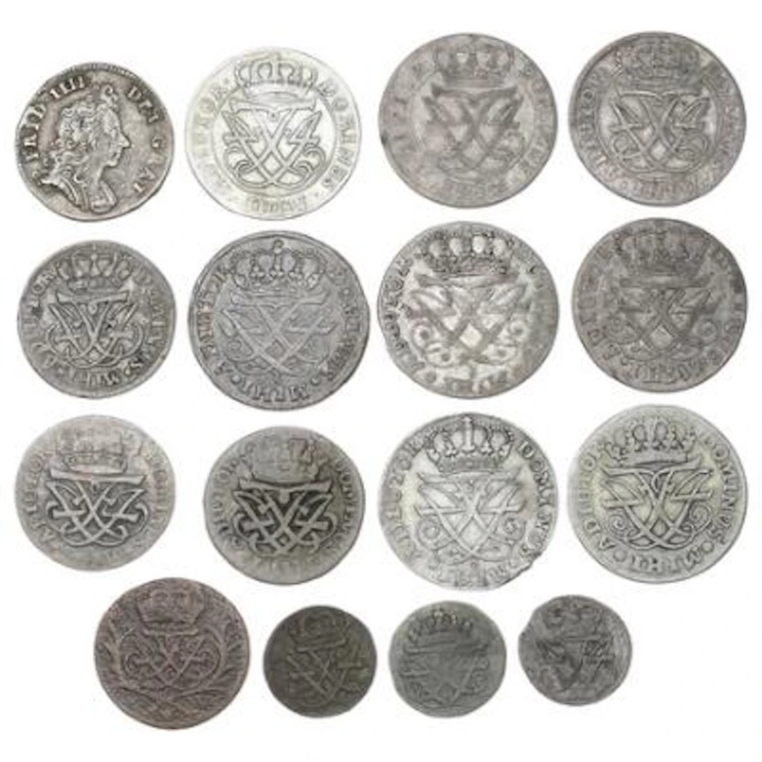 Frederik IV, collection of coins, in total 16 pcs – Bruun Rasmussen Auctioneers