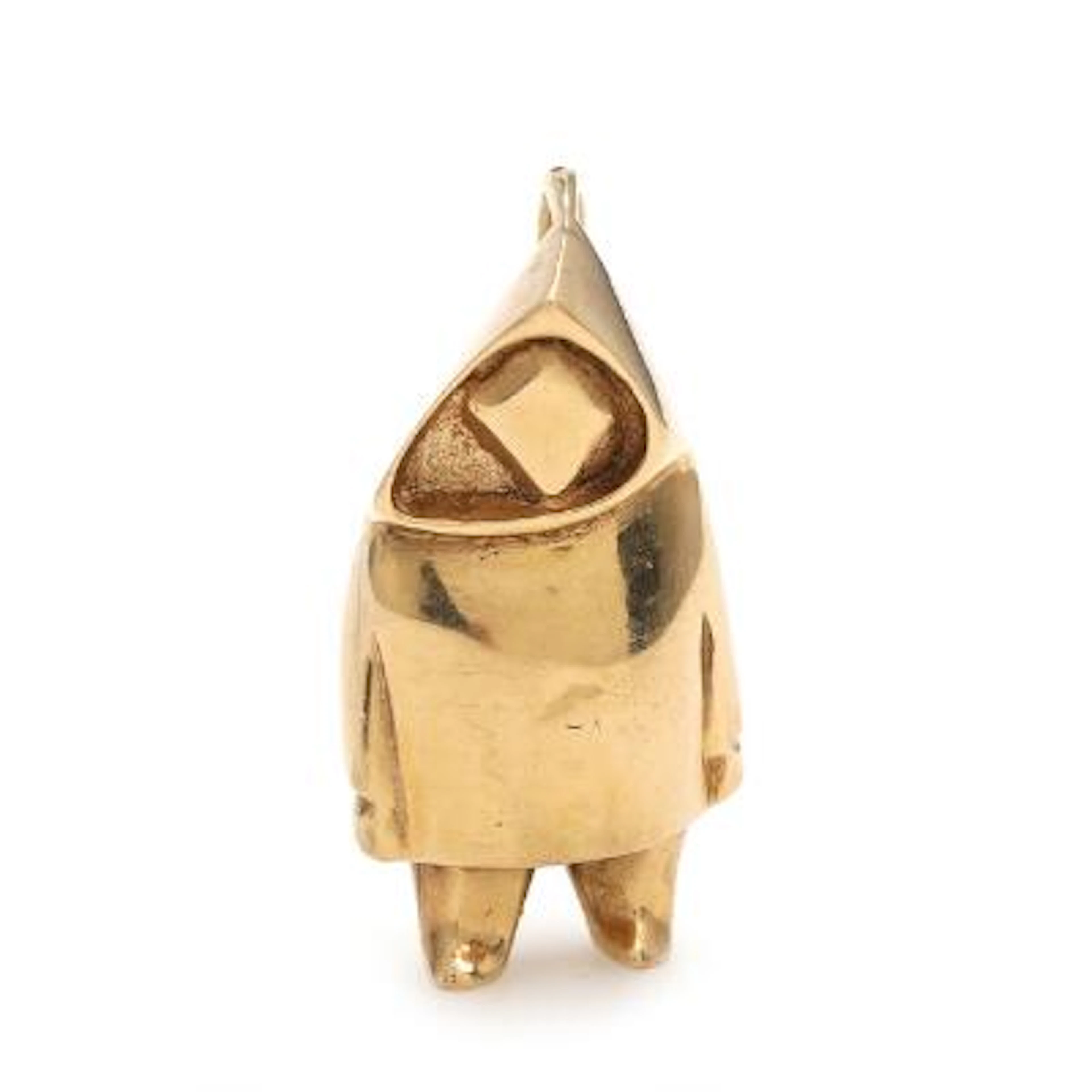 Pendant in 14k gold in shape of a Thule Man. L. incl. suspension loop