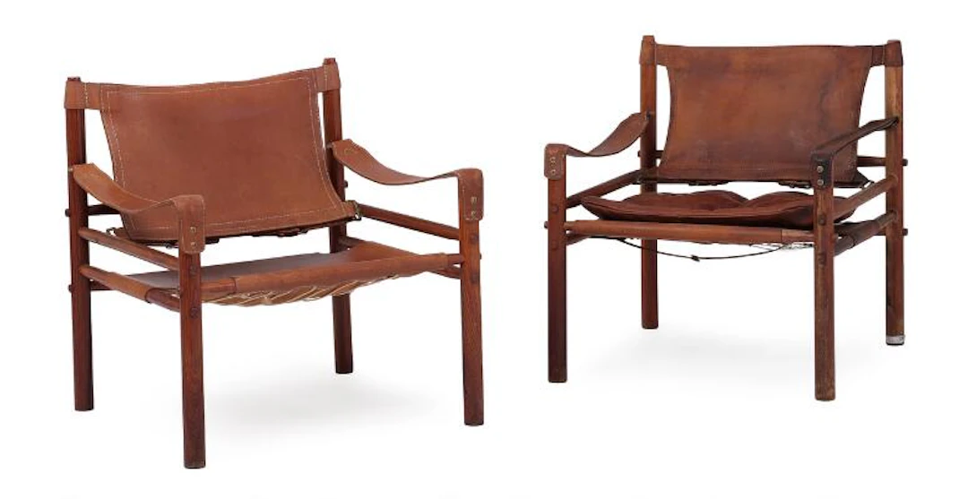 Arne Norell: "Scirocco". A pair of armchairs in rosewood, seat, backrest
