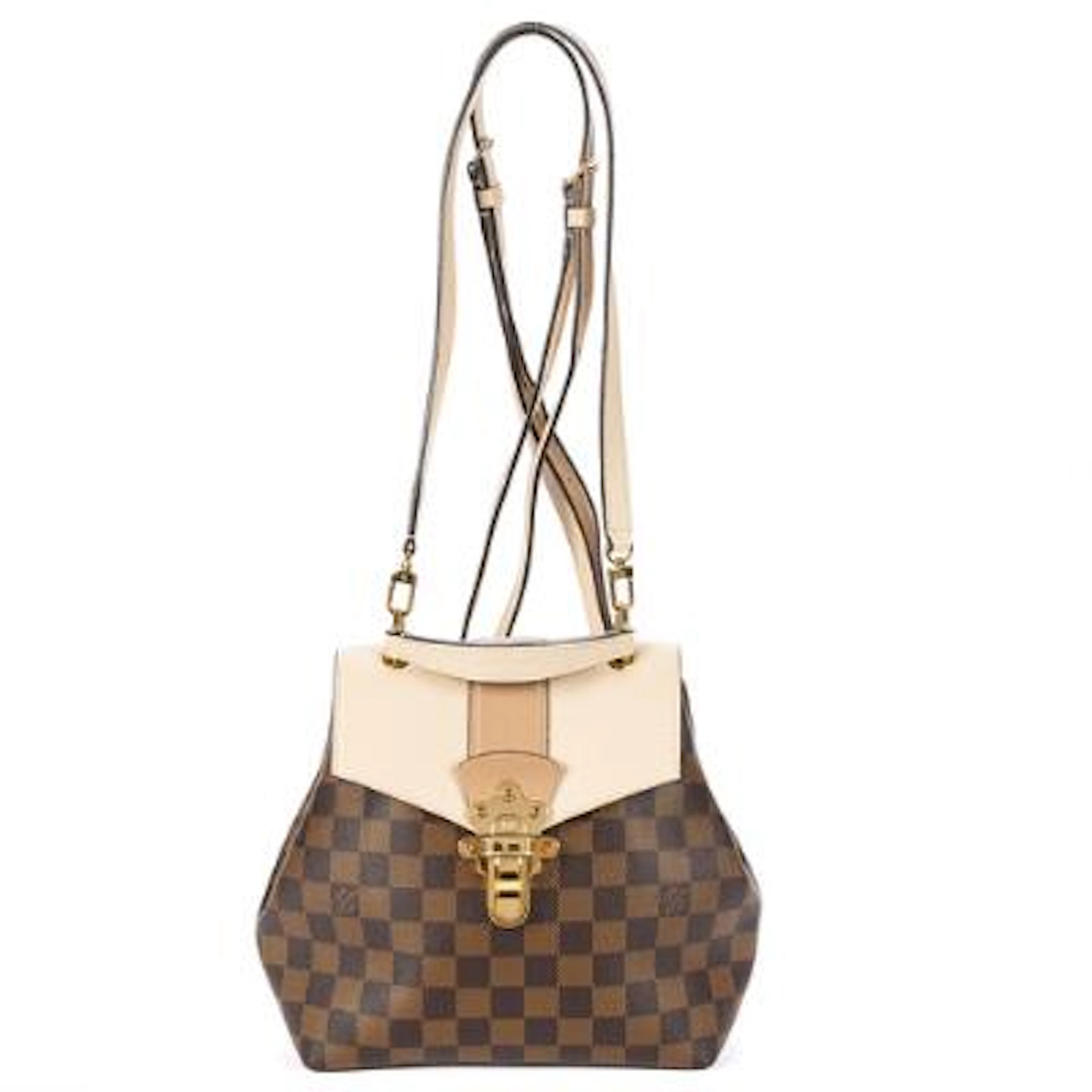Louis Vuitton: A "Clapton" backpack in brown coated canvas with beige