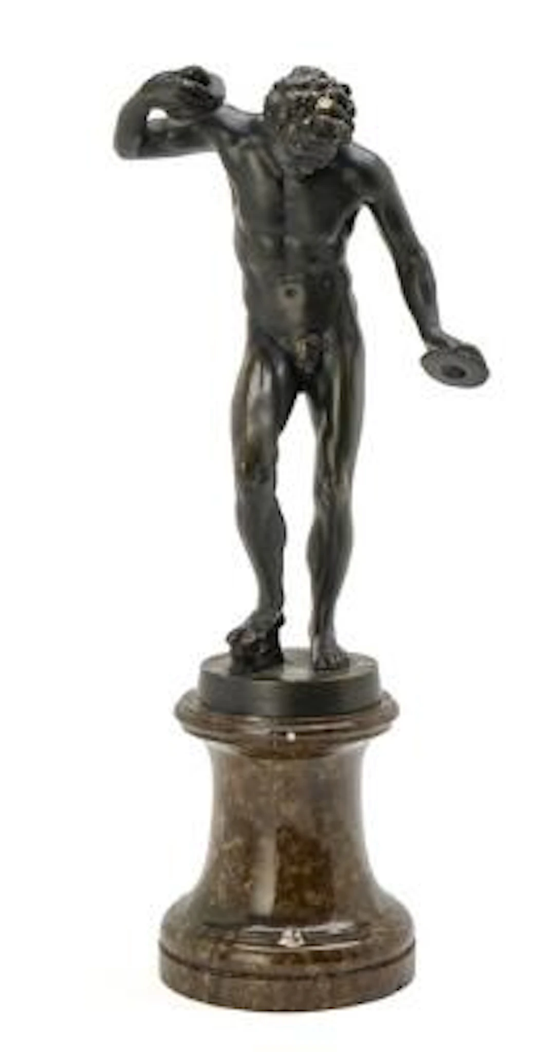 Grand Tour figure in bronze, dancing faun. Mounted on granite base.