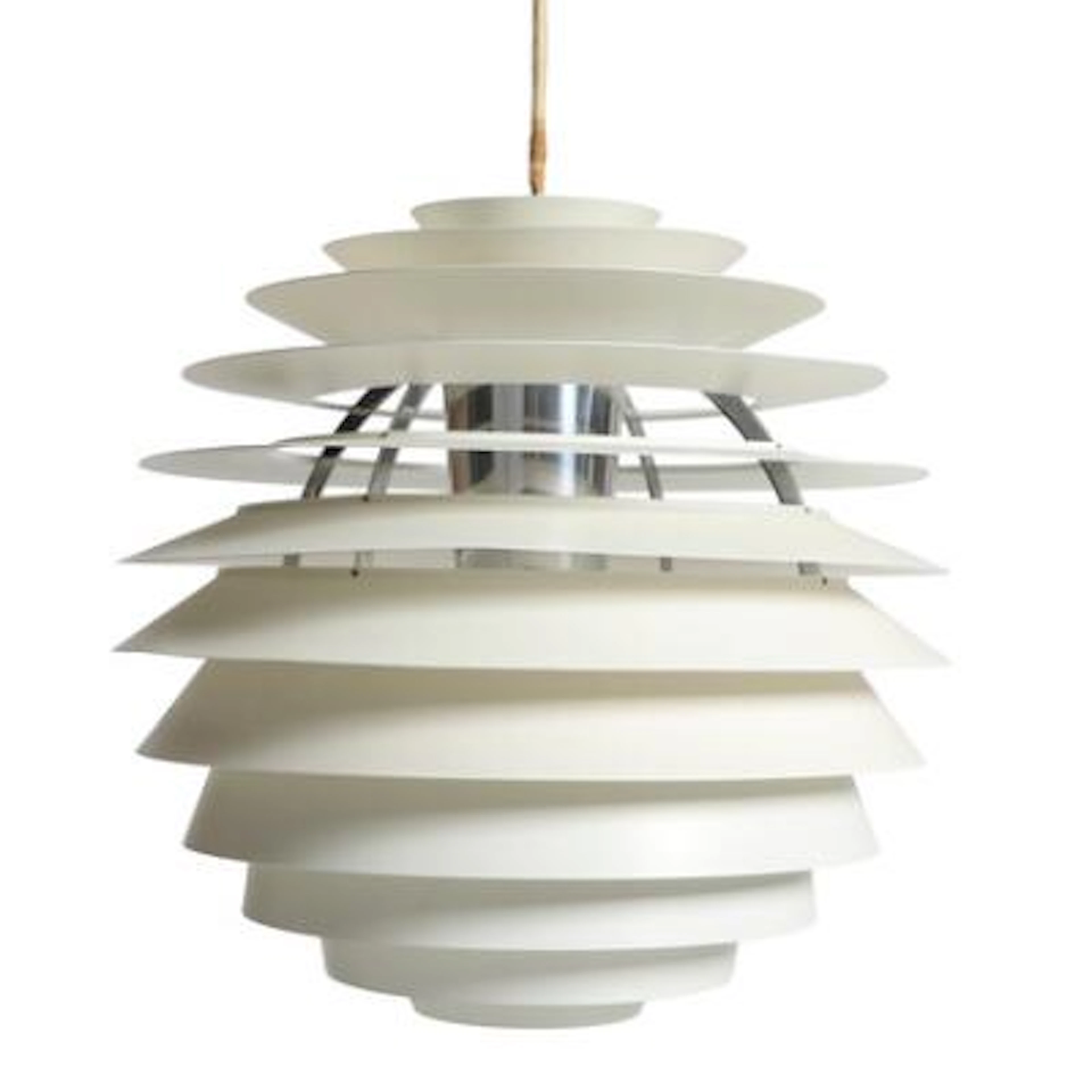 Poul Henningsen: "PH Louvre". Pendant with white-lacquered aluminium