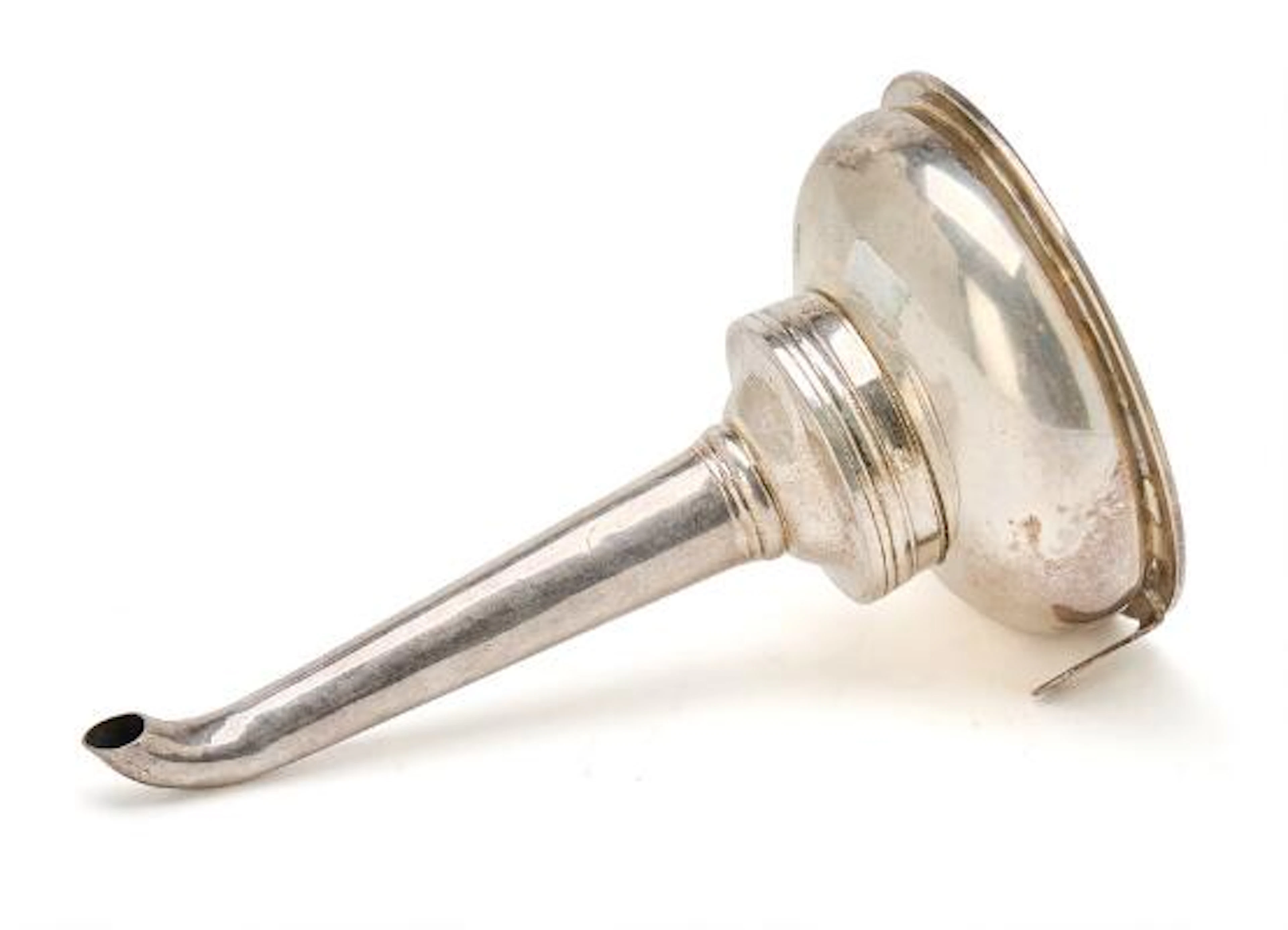 An English George III sterling silver wine funnel. Luke, Proctor &