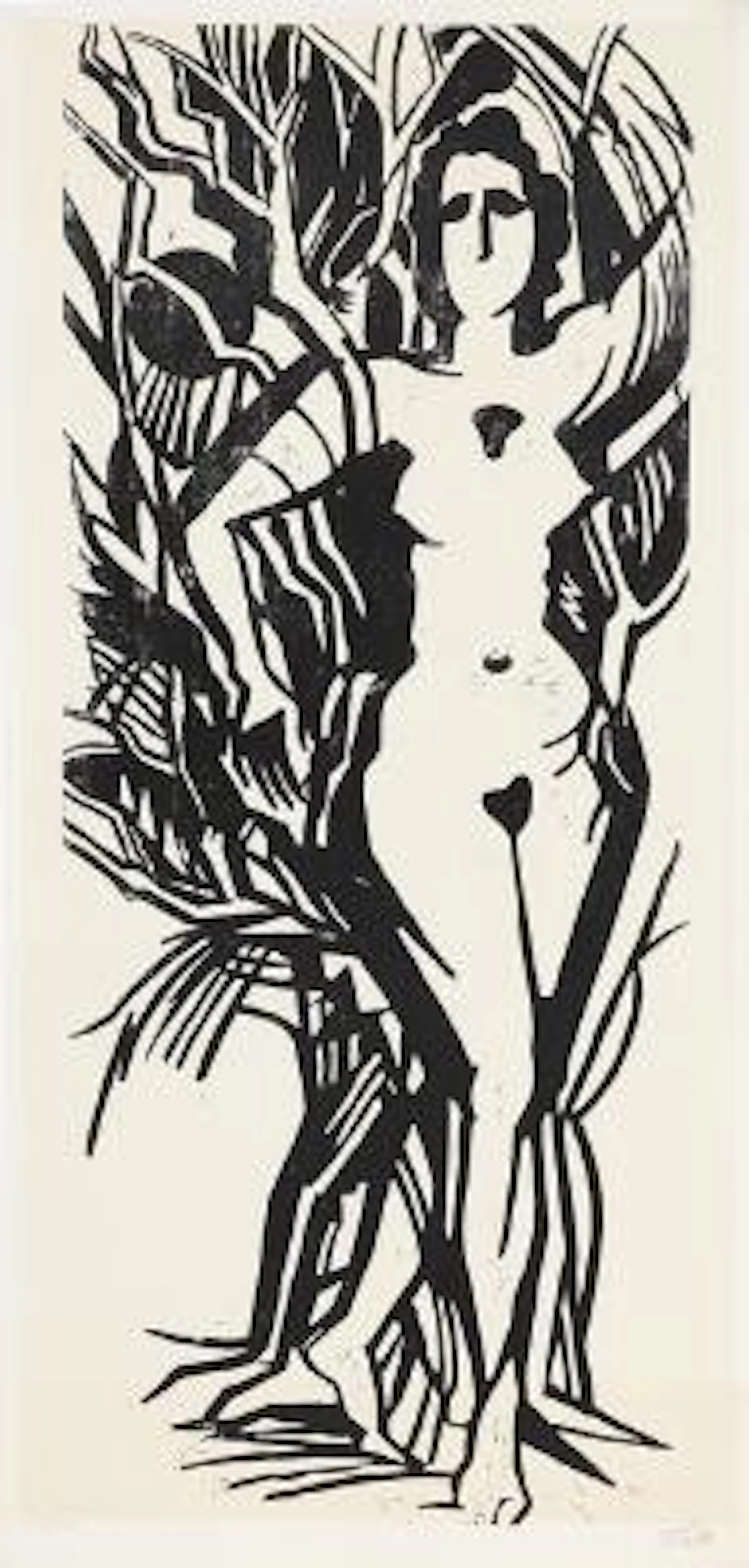Axel Salto: Composition with woman. Signed Salto, 138/200. Linocut