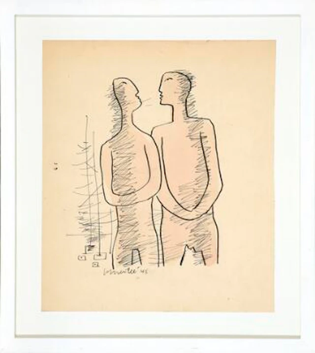 Corneille: Untitled, 1948. Signed Corneille 48. Watercolour and Indian
