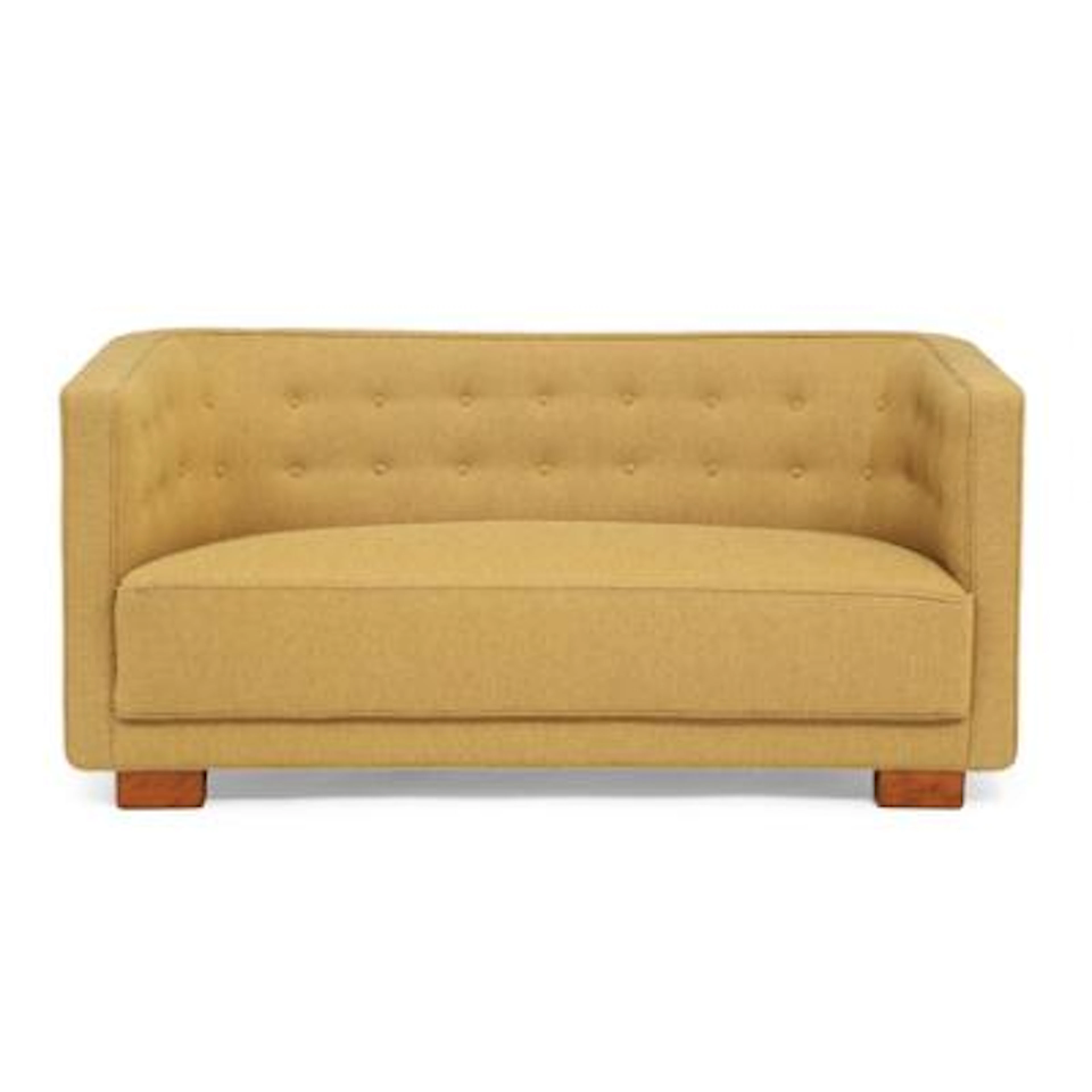 Danish cabinetmaker: A two seater sofa upholstered with curry coloured