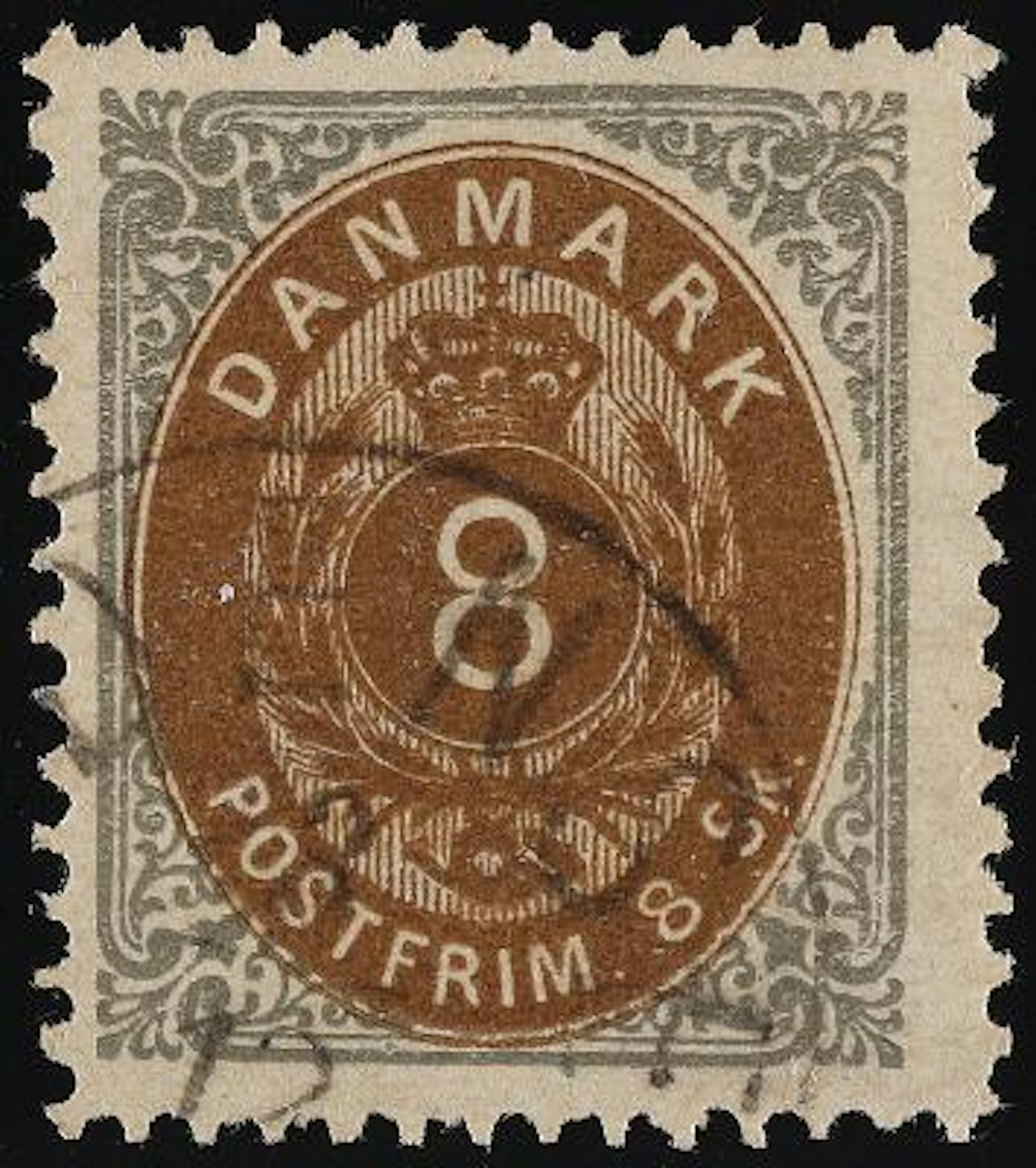 1871. 8 sk. 2.print, pos. 90 with INVERTED FRAME. Excellent copy.