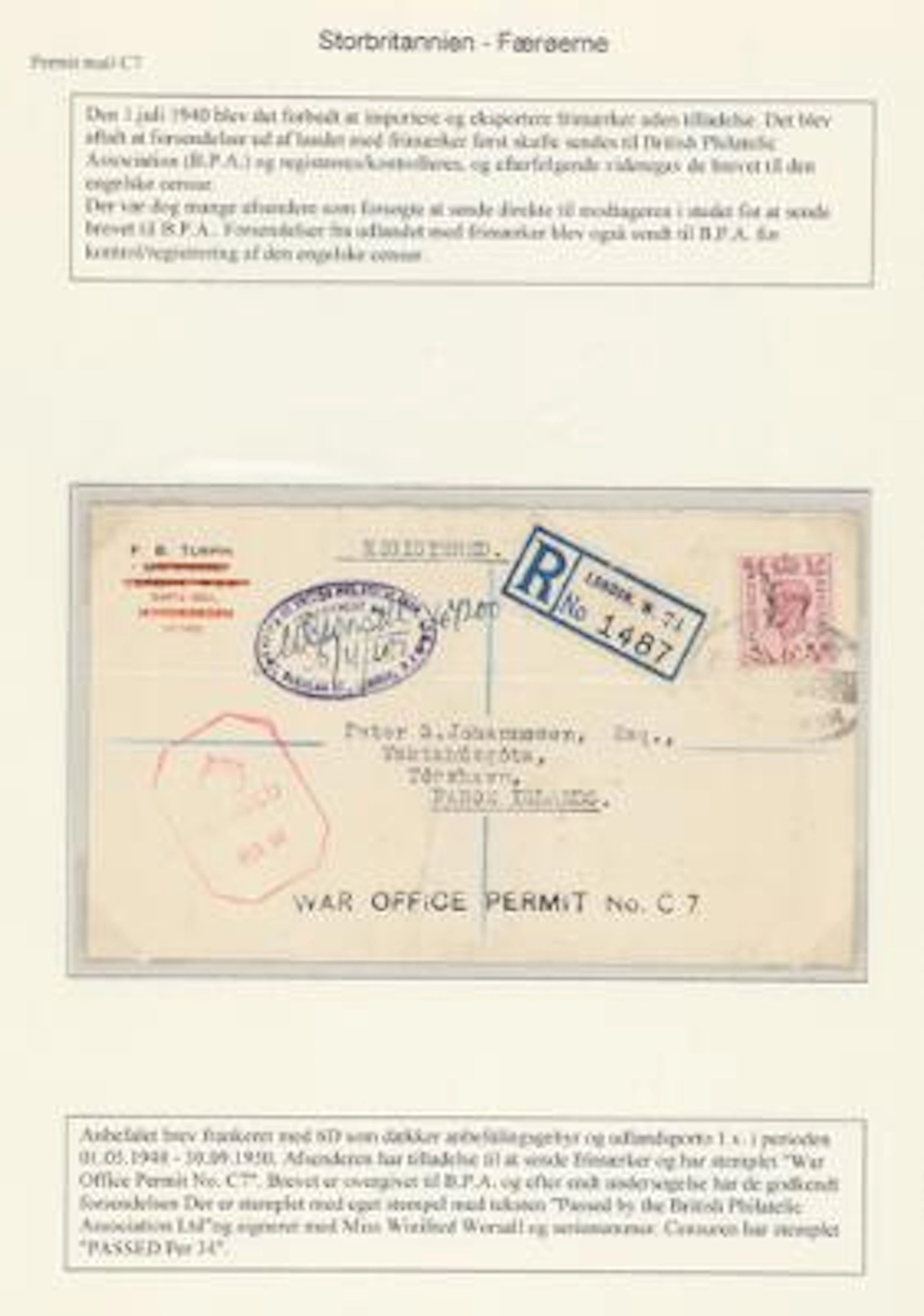 Faroe Islands. 1942-1944. 3 covers sent from Great Britain to the