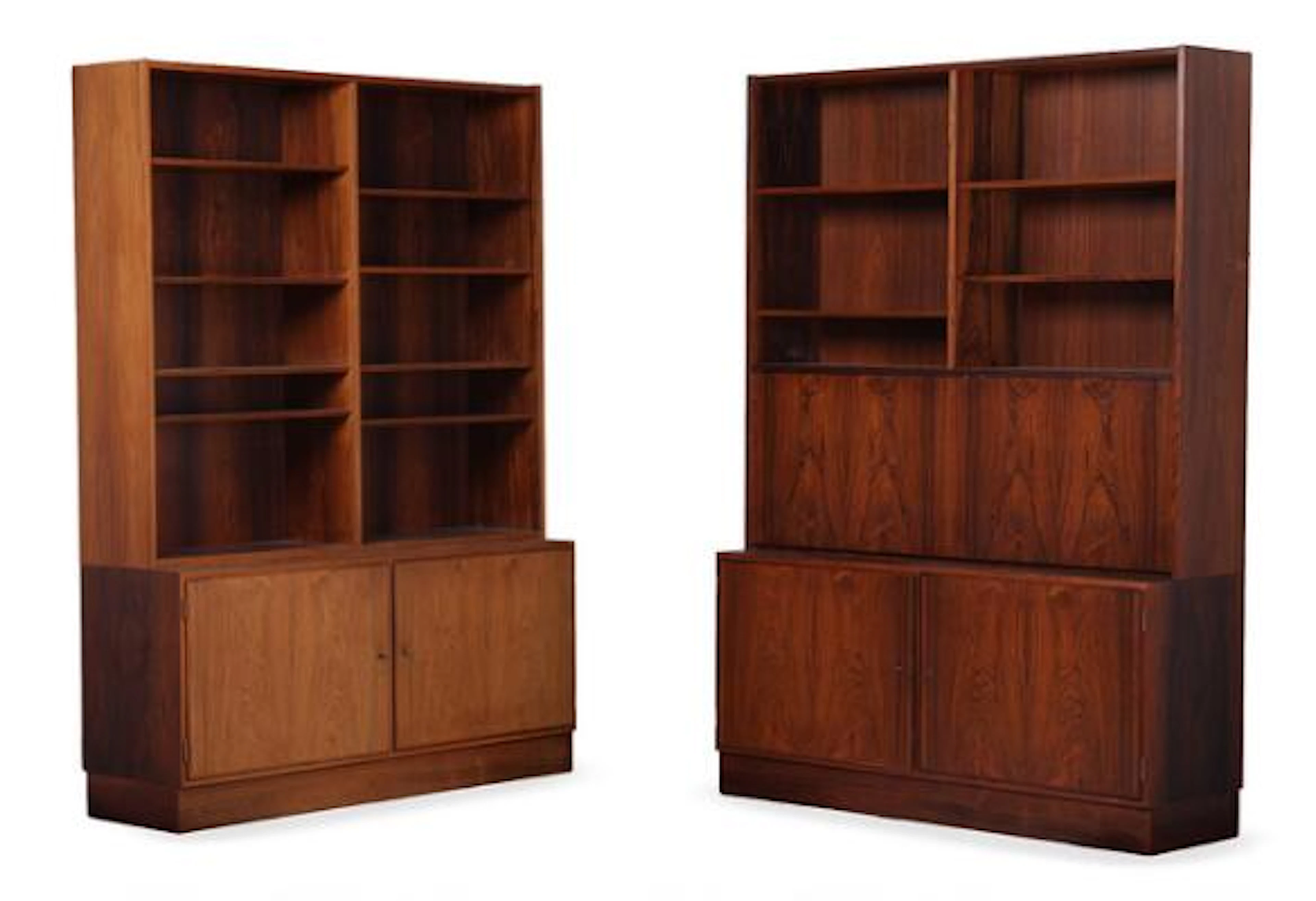 Danish furniture design: Two shelving units in rosewood. Lower section