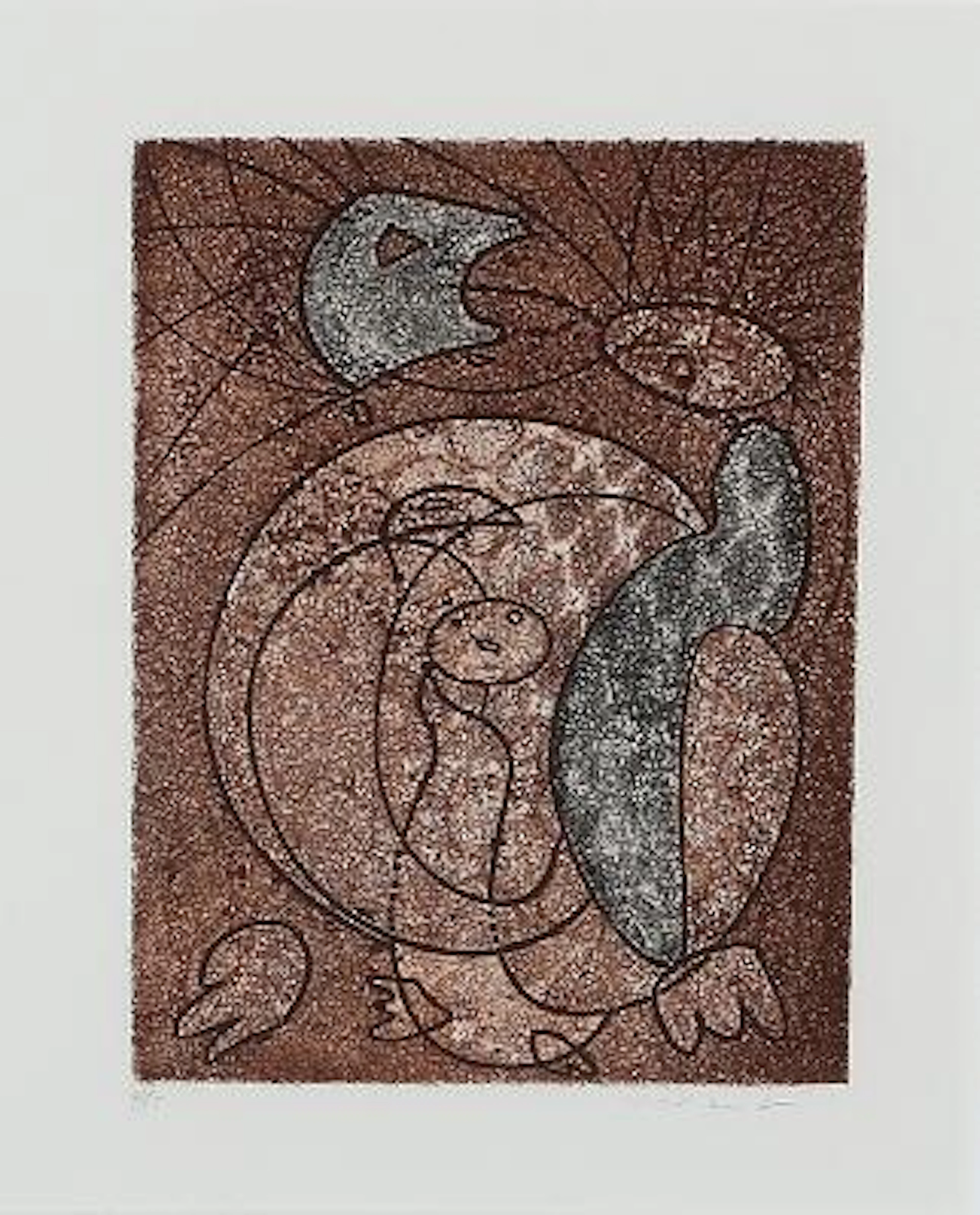 Max Ernst: "Les Energumènes", 1963-1967. Signed Max Ernst, 4/75. Aquaint