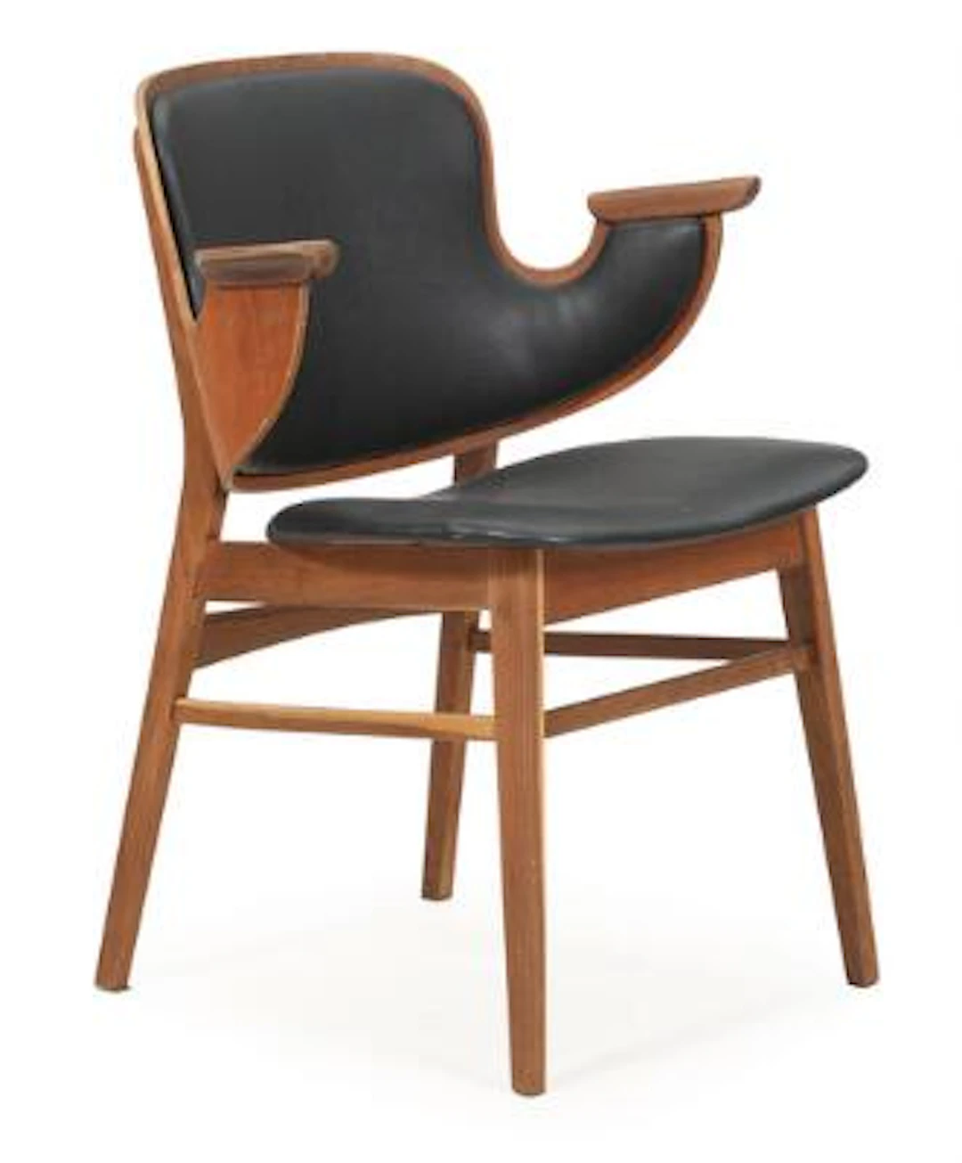 Danish design: Armchair with teak frame. Seat and back upholstered