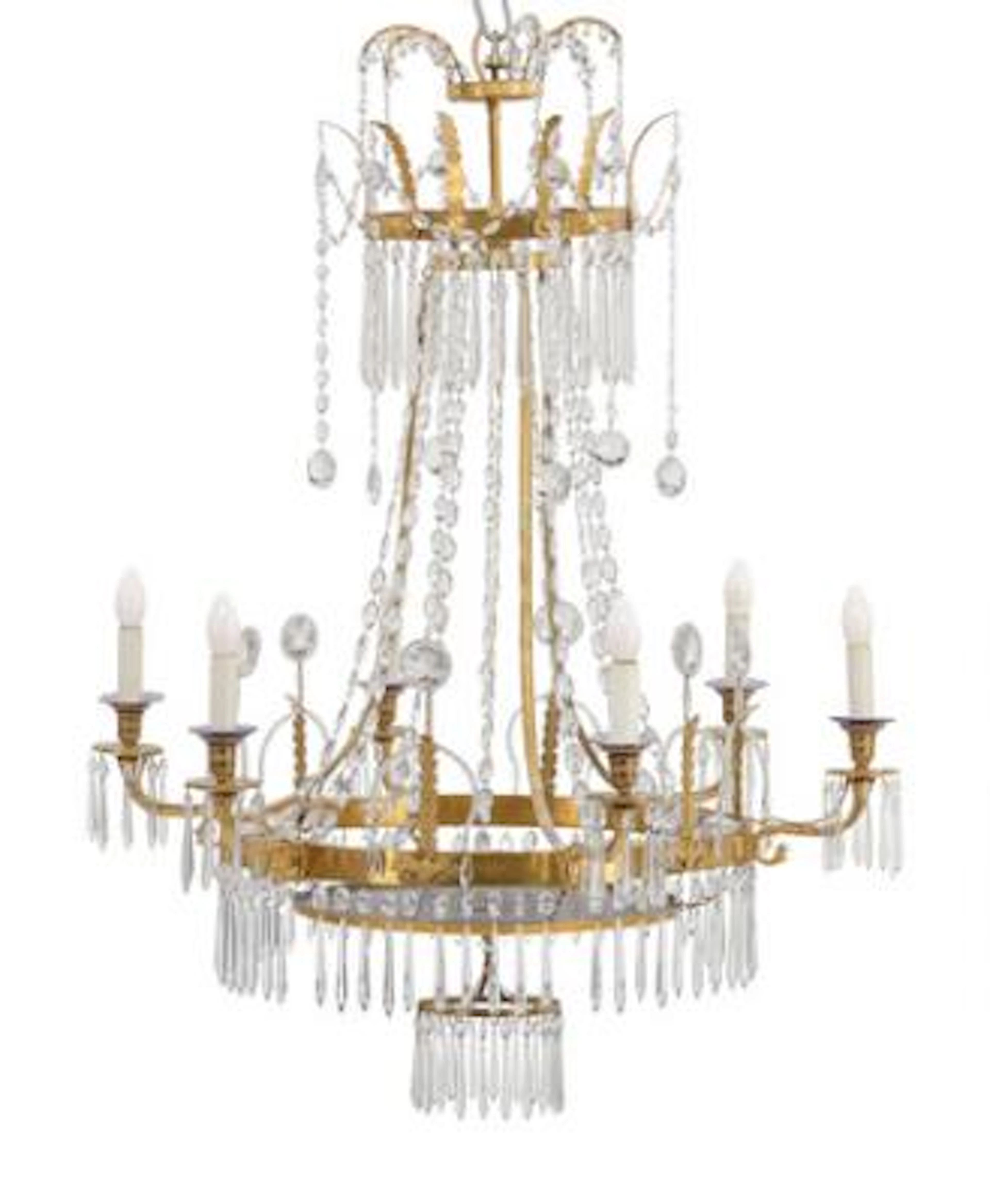 A large Louis XVI style chandelier. Early 20th century. H. 110 cm.