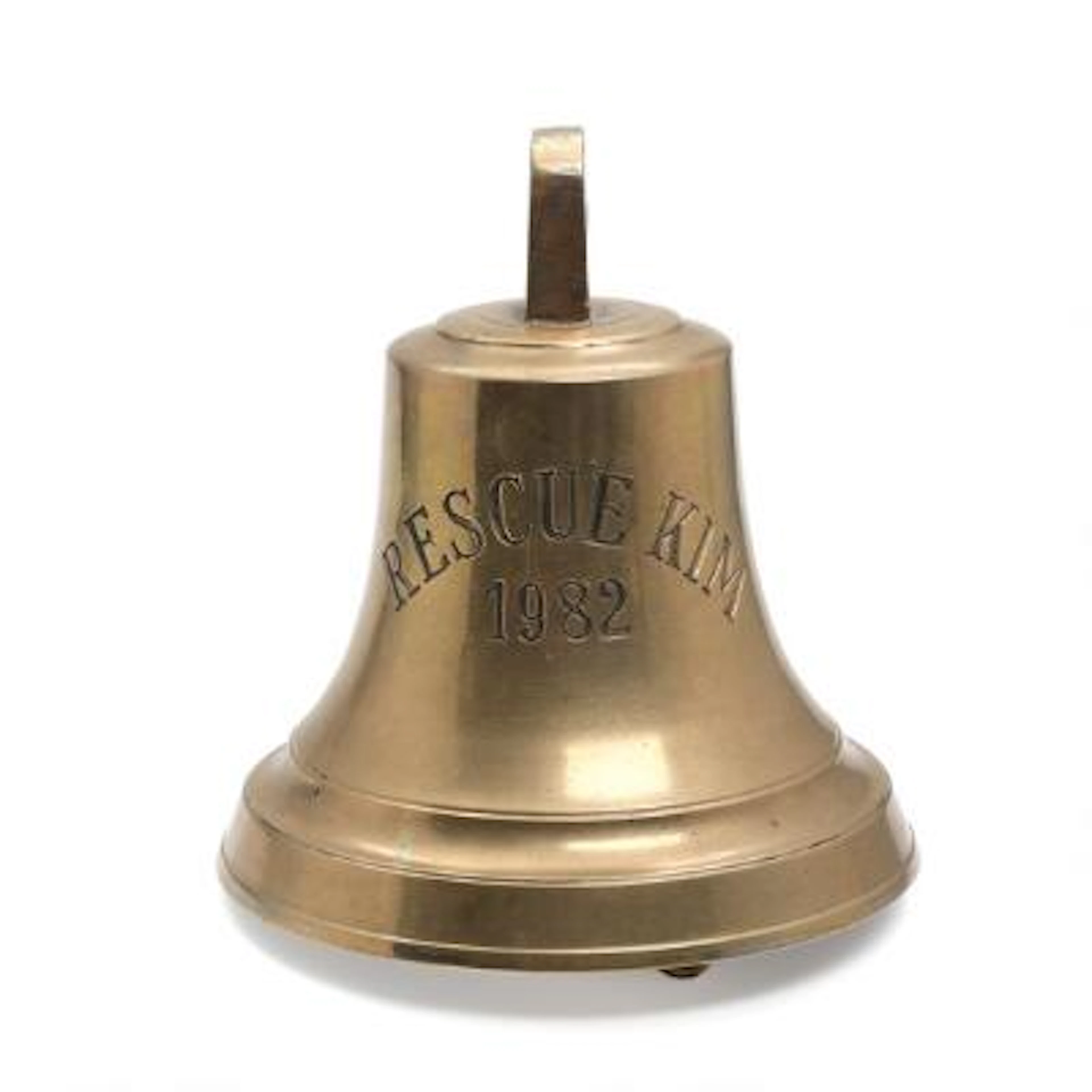 "Rescue Kim". Ship's bell in bronze metal. 1982. H. 35. Diam. 30 cm.