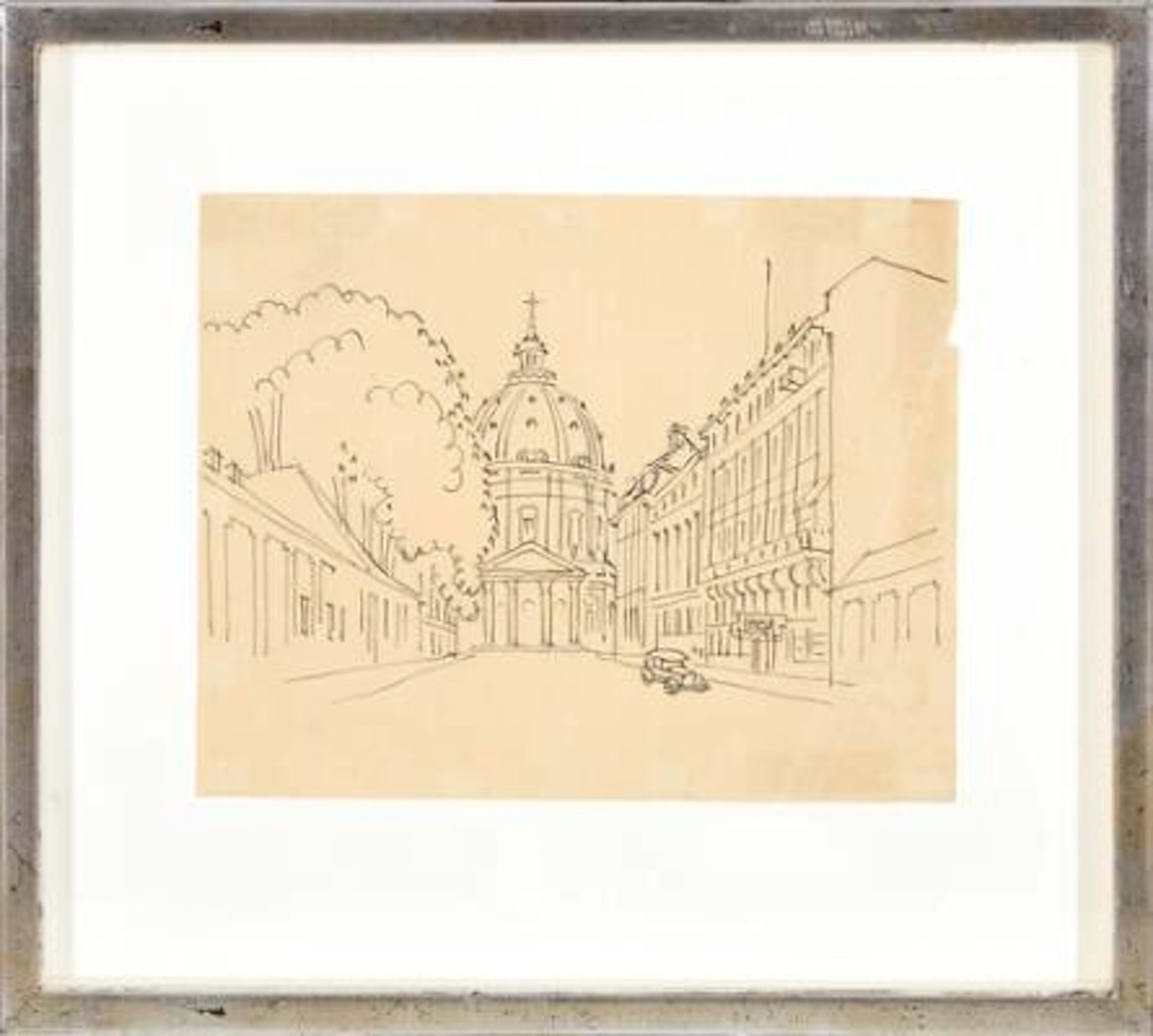 Sven Okkels: View towards The Marble Church, Dame Hotel, Copenhagen.