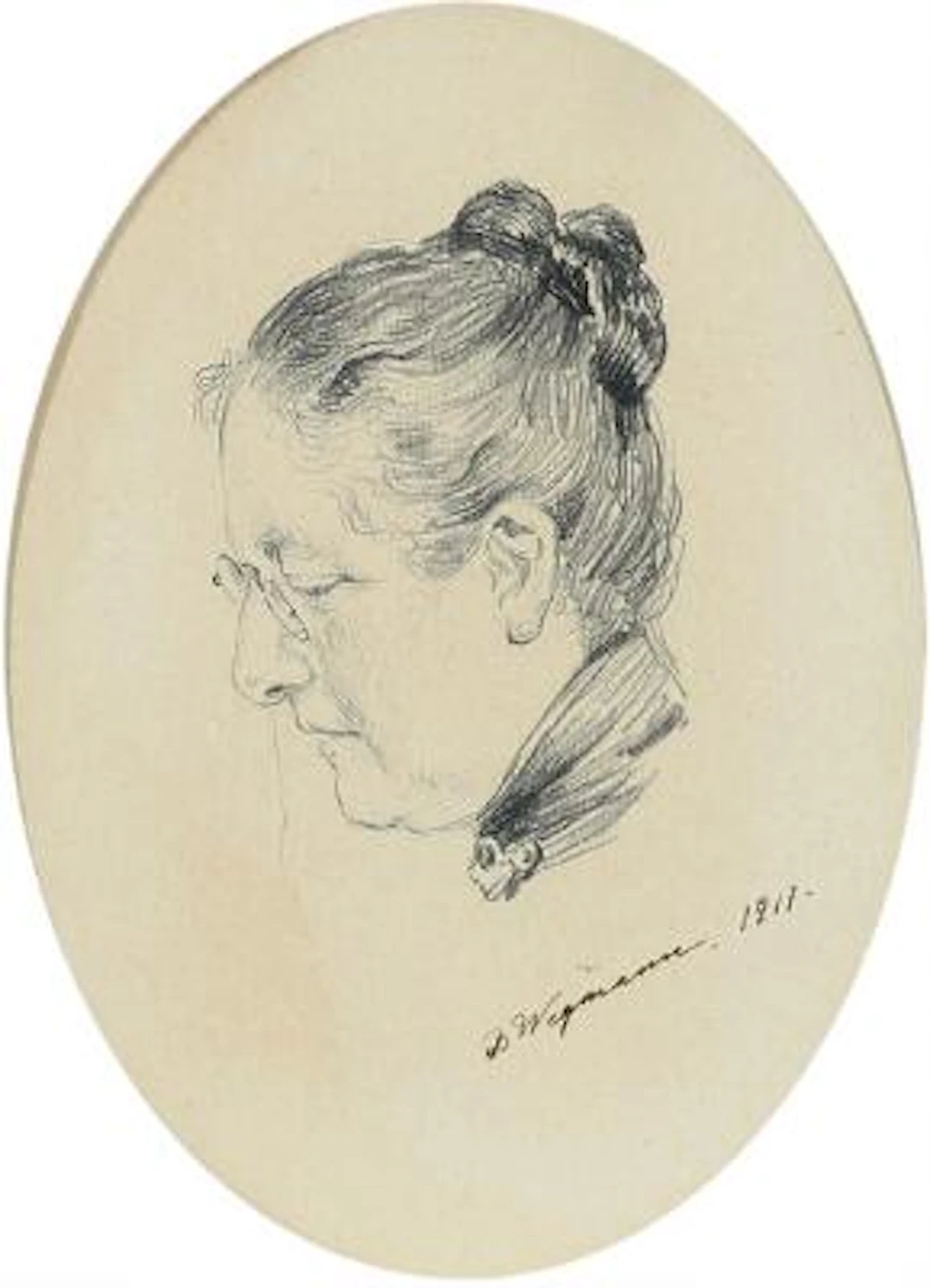 Bertha Wegmann: Portrait of a woman. Signed and dated B. Wegmann 1911.
