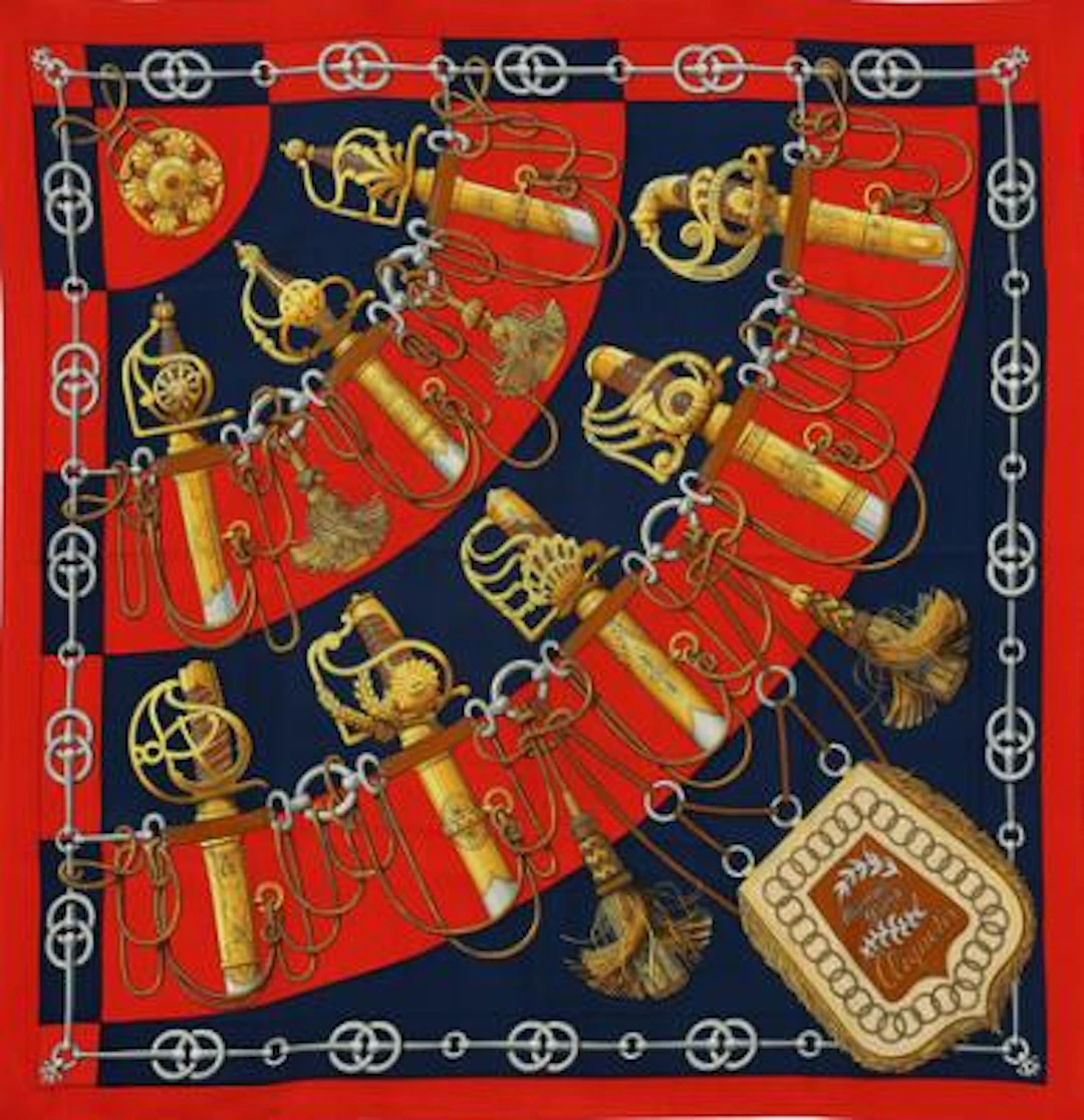 Hermès: A silk scarf with motif "Cliquetis" by Julia Abadie. App.