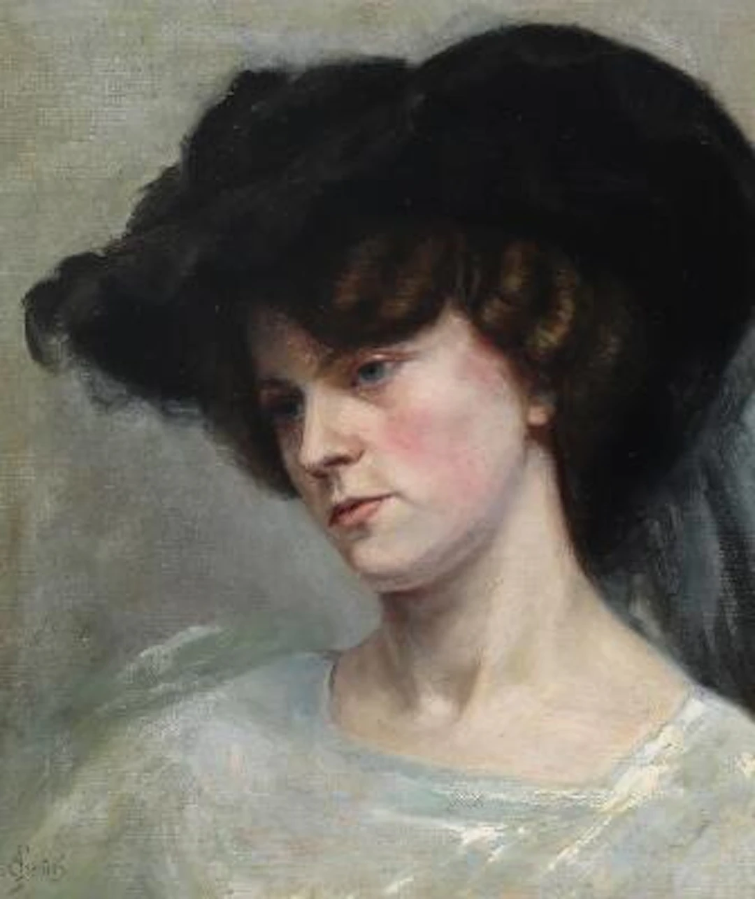 Erik Henningsen: Portrait of a Woman. Signed with monogram. Oil on