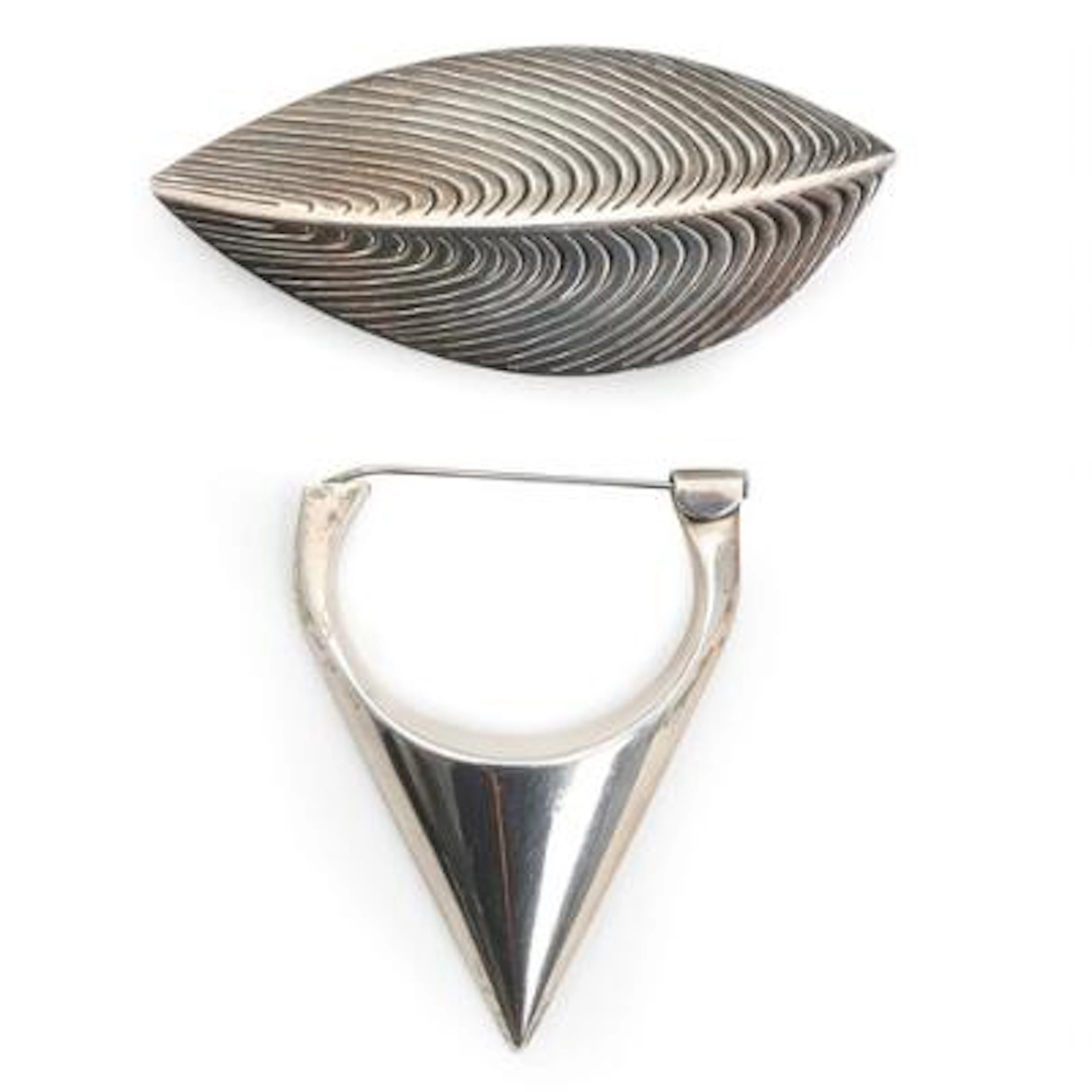 Nanna Ditzel, A. Michelsen: Two sterling silver brooches. A. michelsen