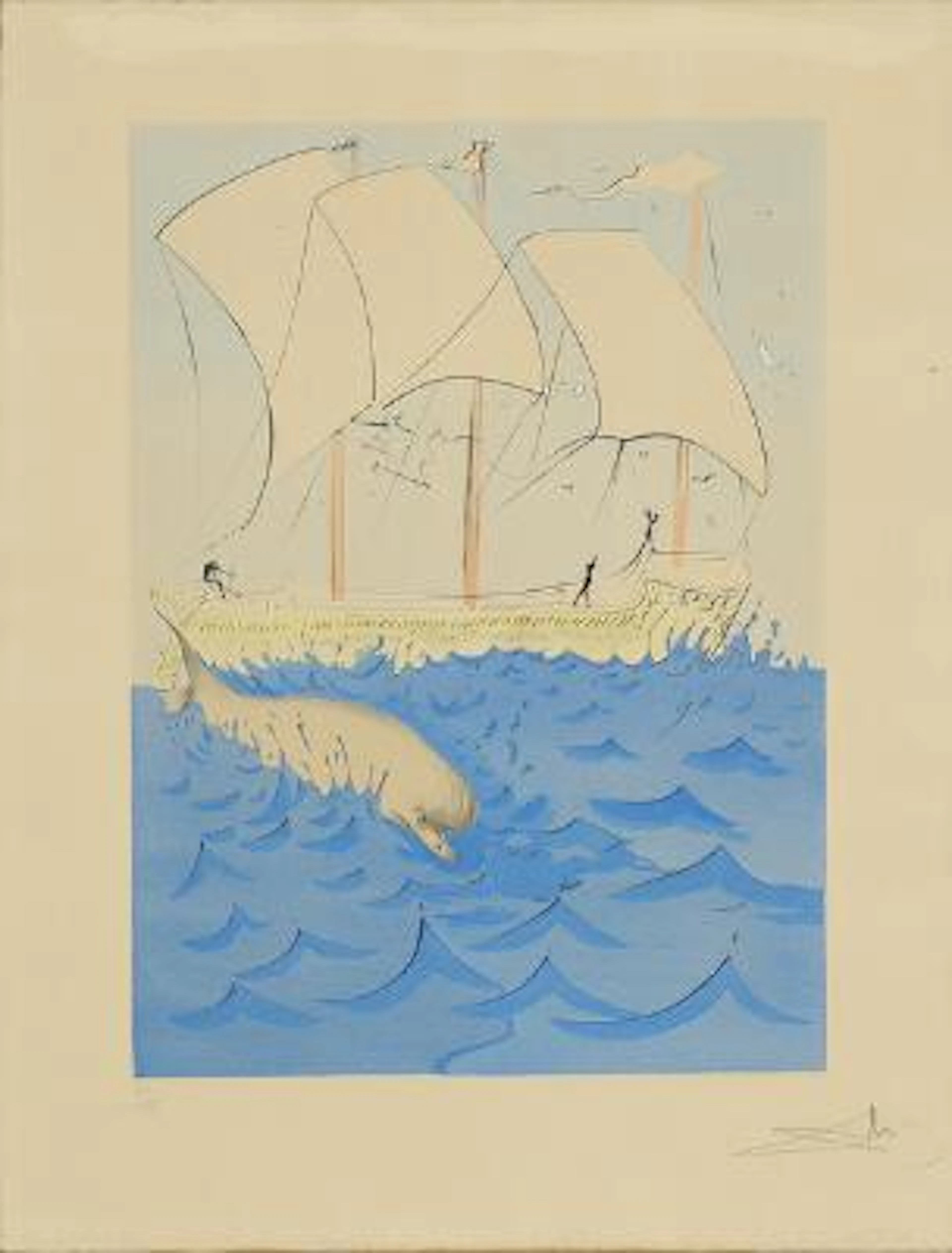 Salvador Dali: "Zebulun", 1973. Signed Dali 57/195. Drypoint etching