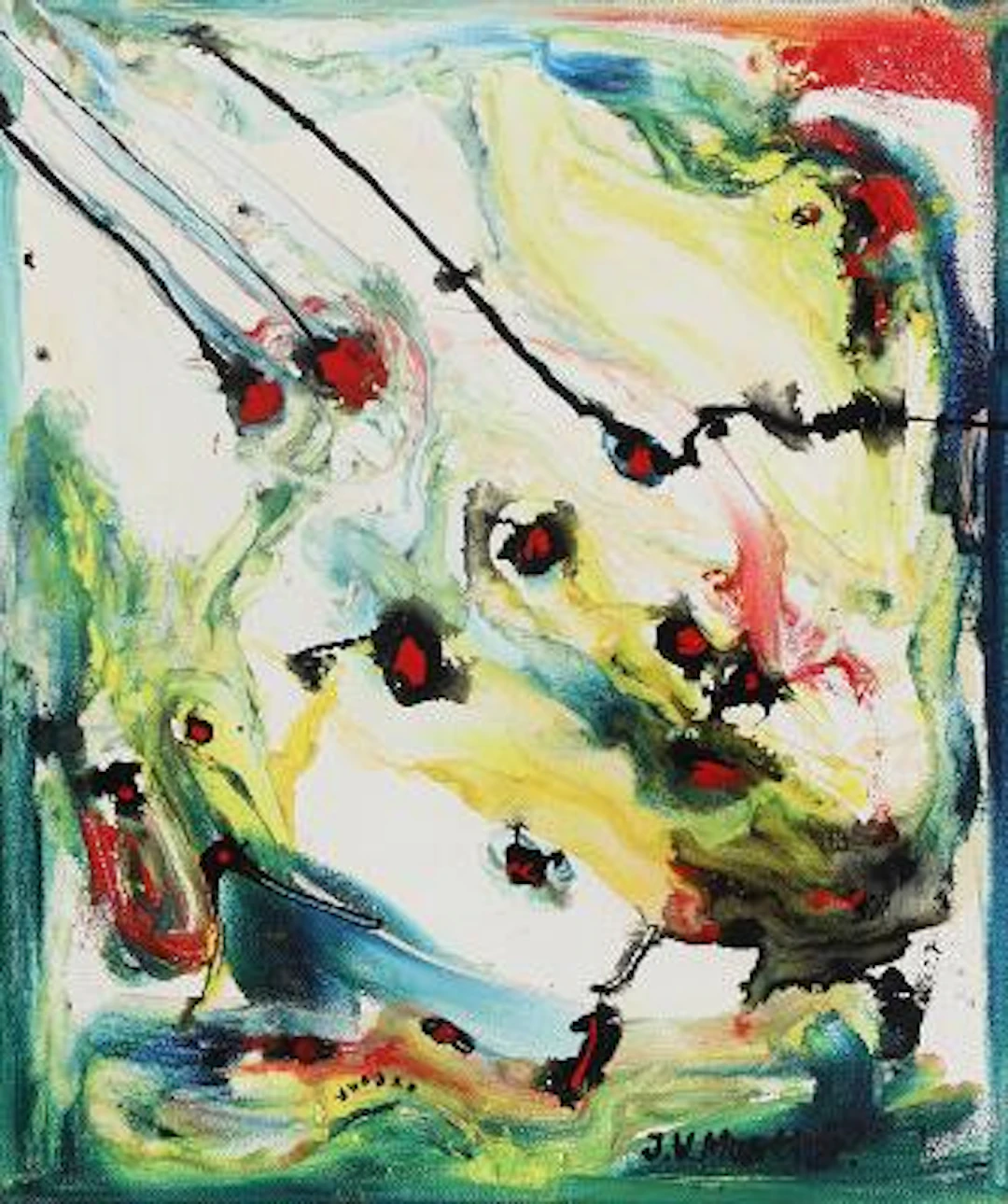 J.V. Martin: Untitled. Signed J.V. Martin. Synthetic paint on canvas.