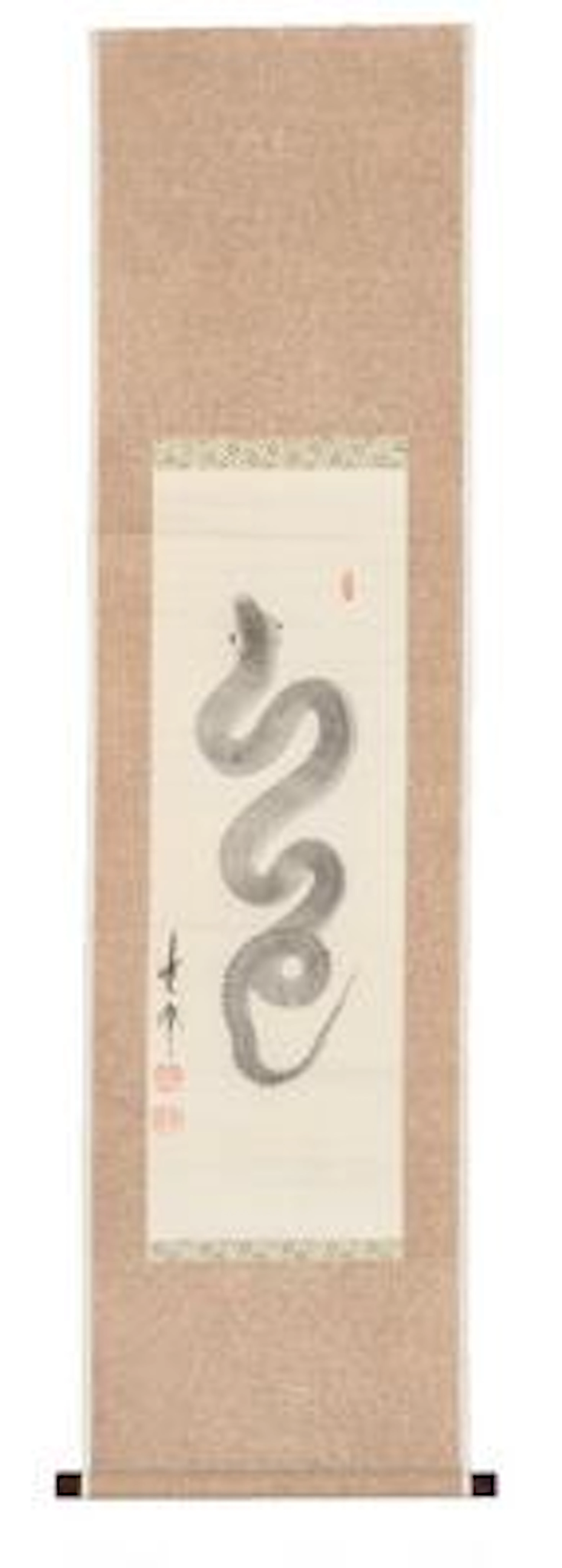 Kakemono depicting a snake. Ink on paper. Executed in ippitsuryu technique.