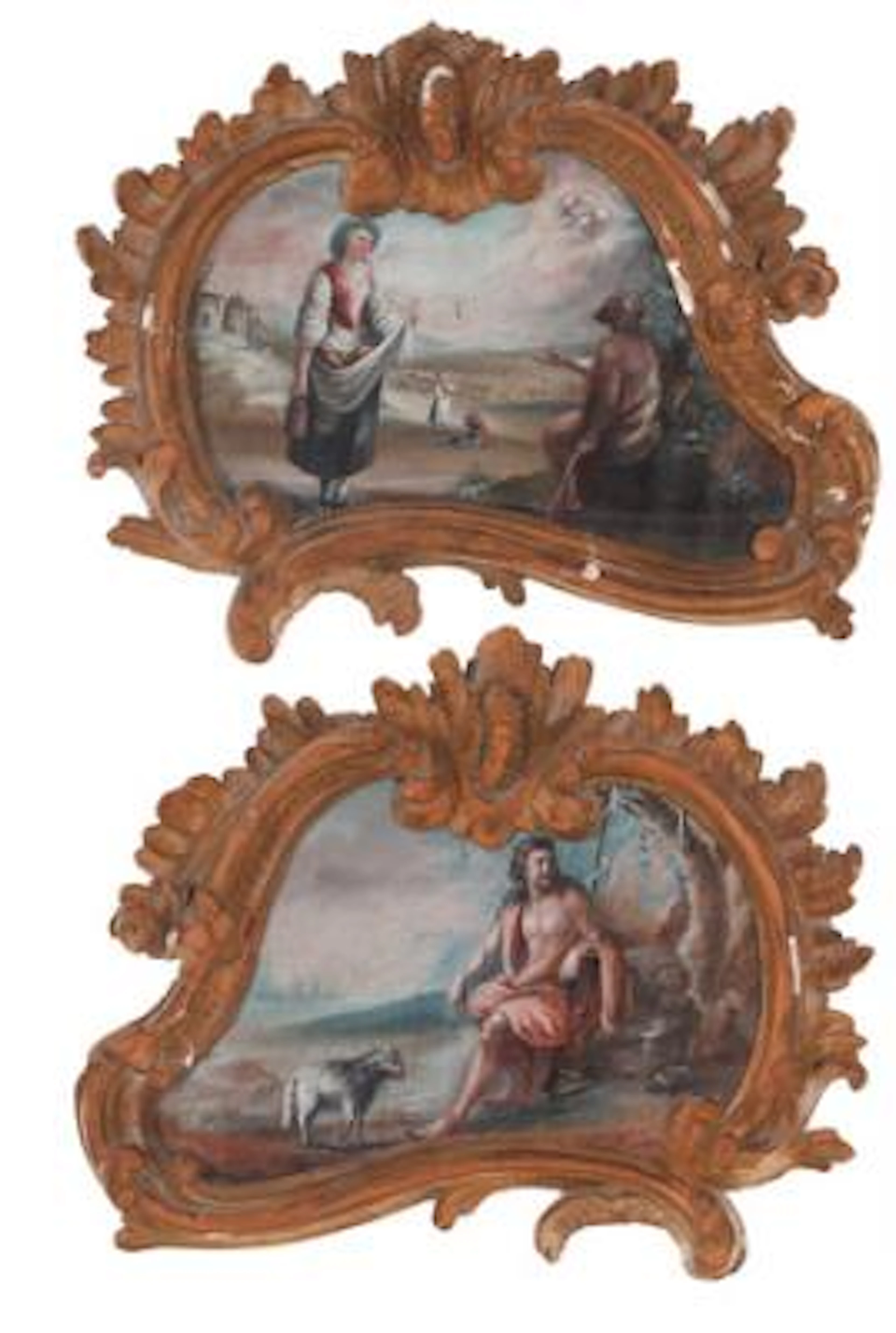 Unknown artist, 18th century: A pair of religious scenes. Unsigned.