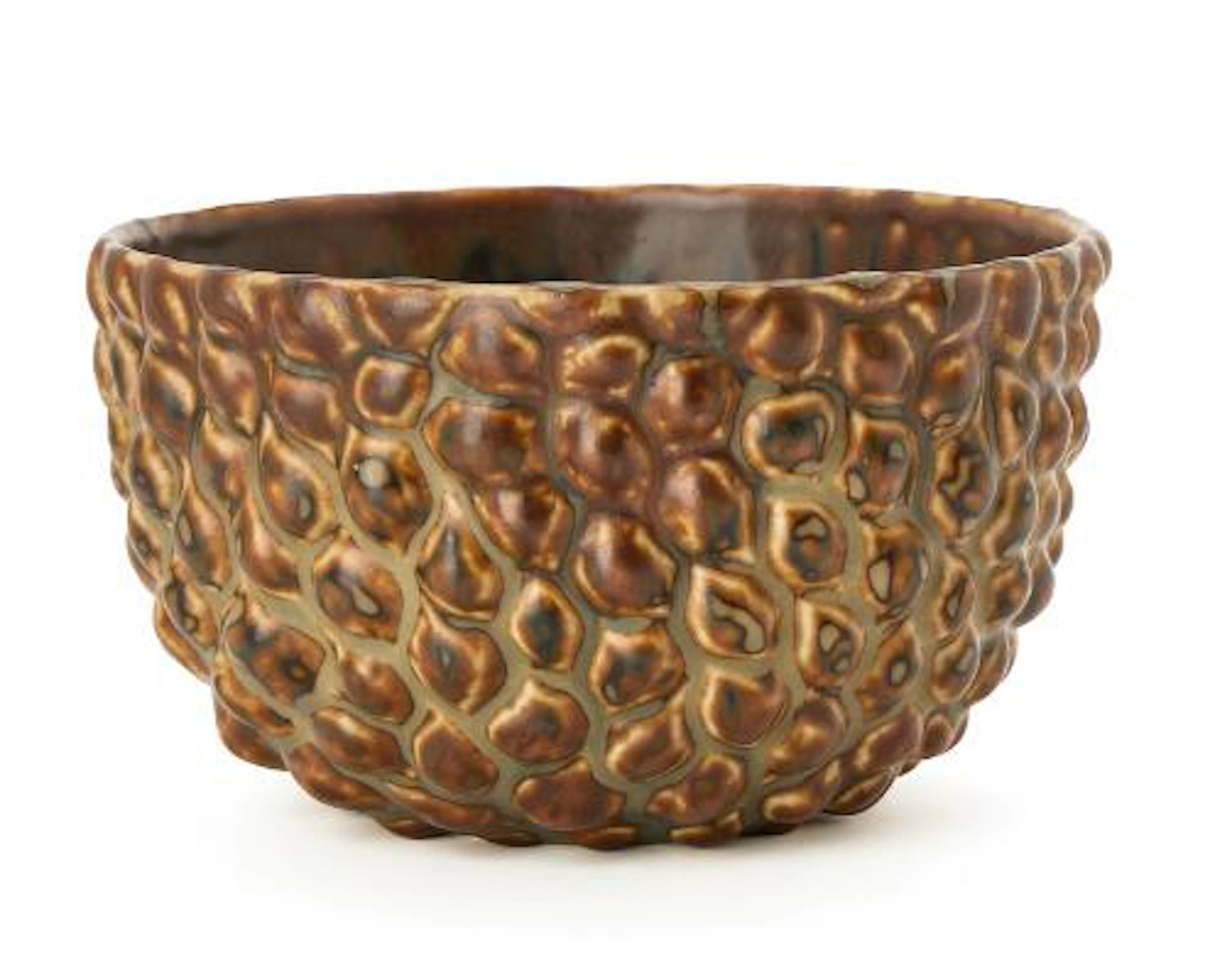 Axel Salto: A round stoneware bowl modelled in budded style. Decorated