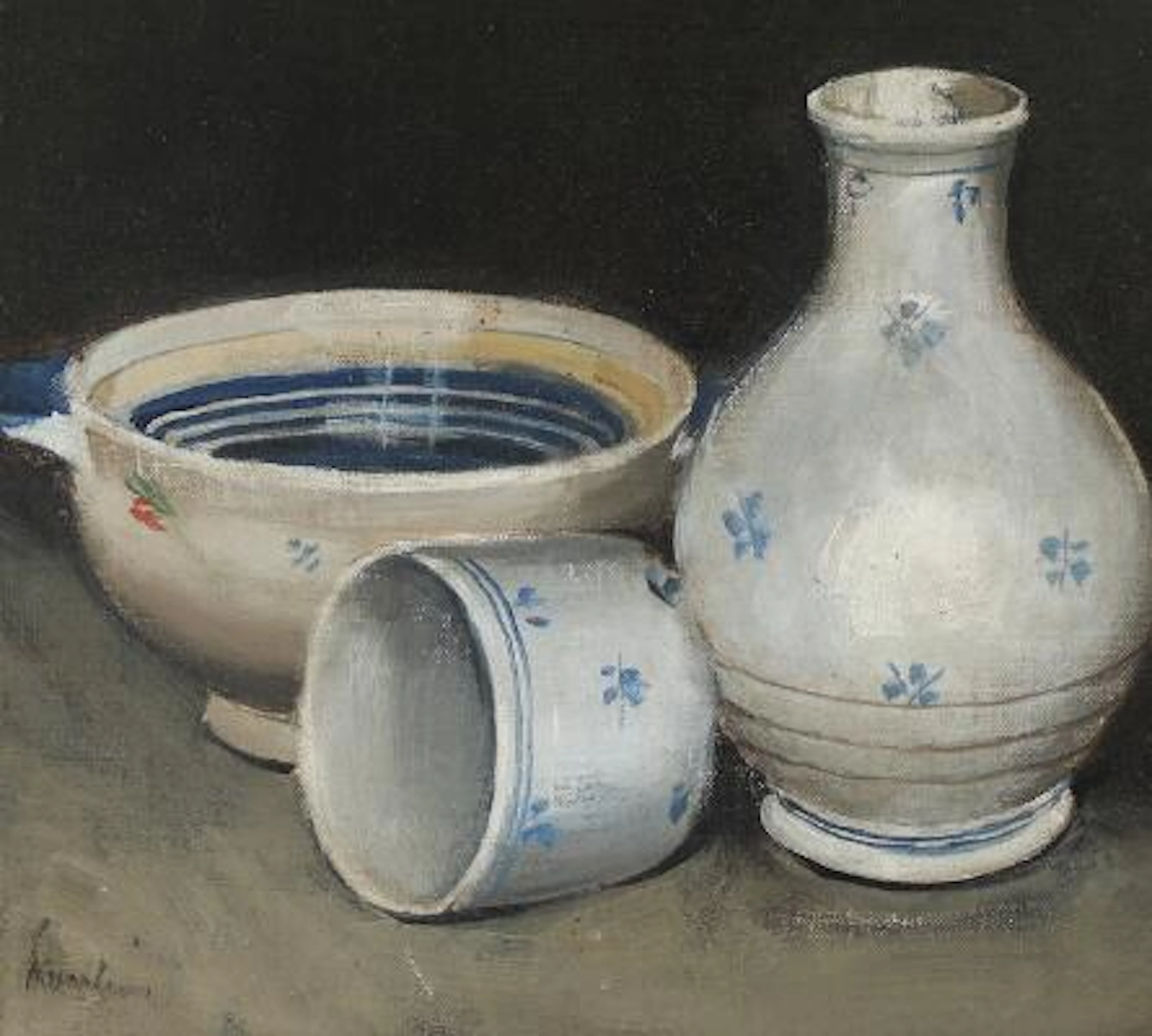 Akke Kumlien: Still life with earthenware. Signed Kumlien. Oil on