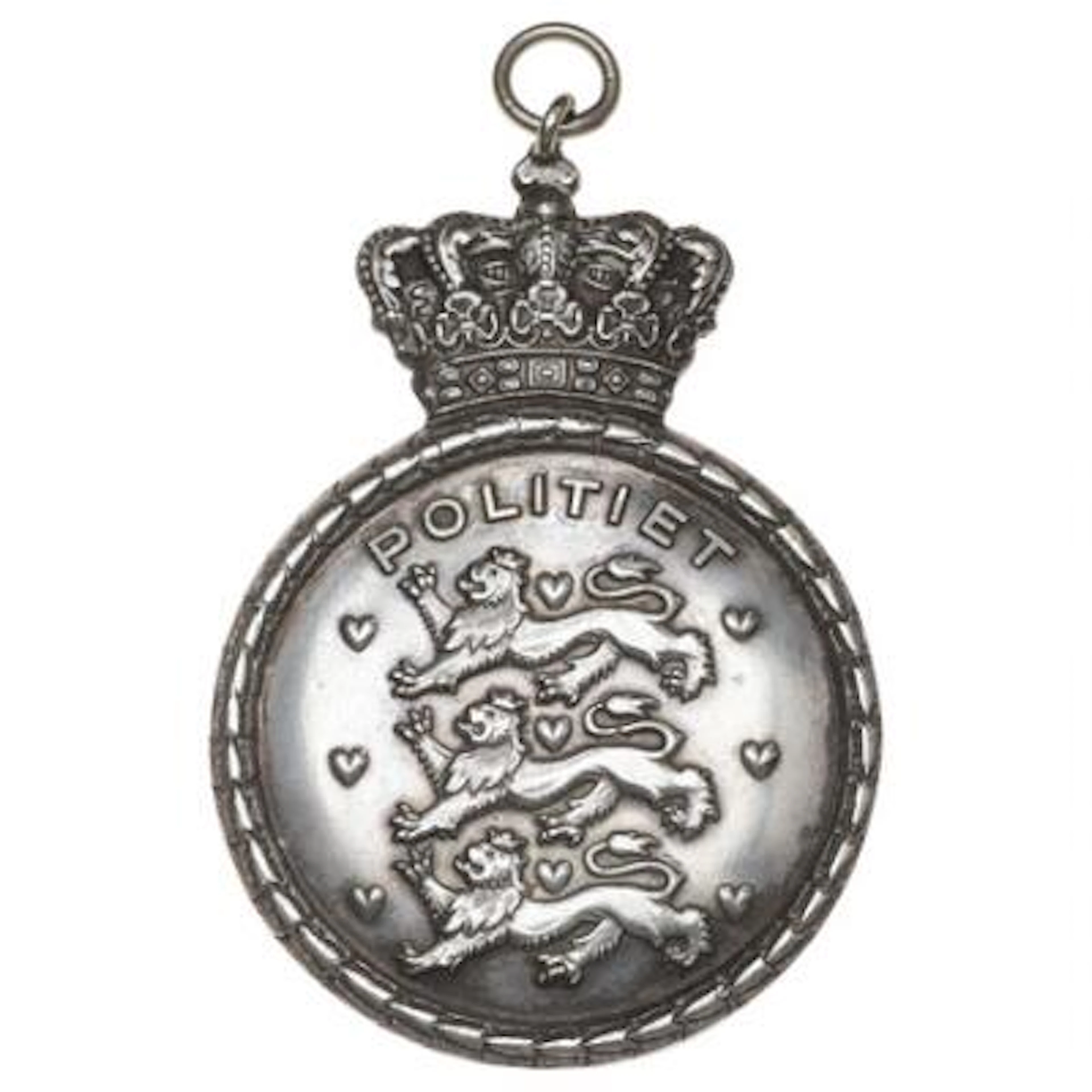 Police badge in light-colored metal, pocket badge from approx. 1938