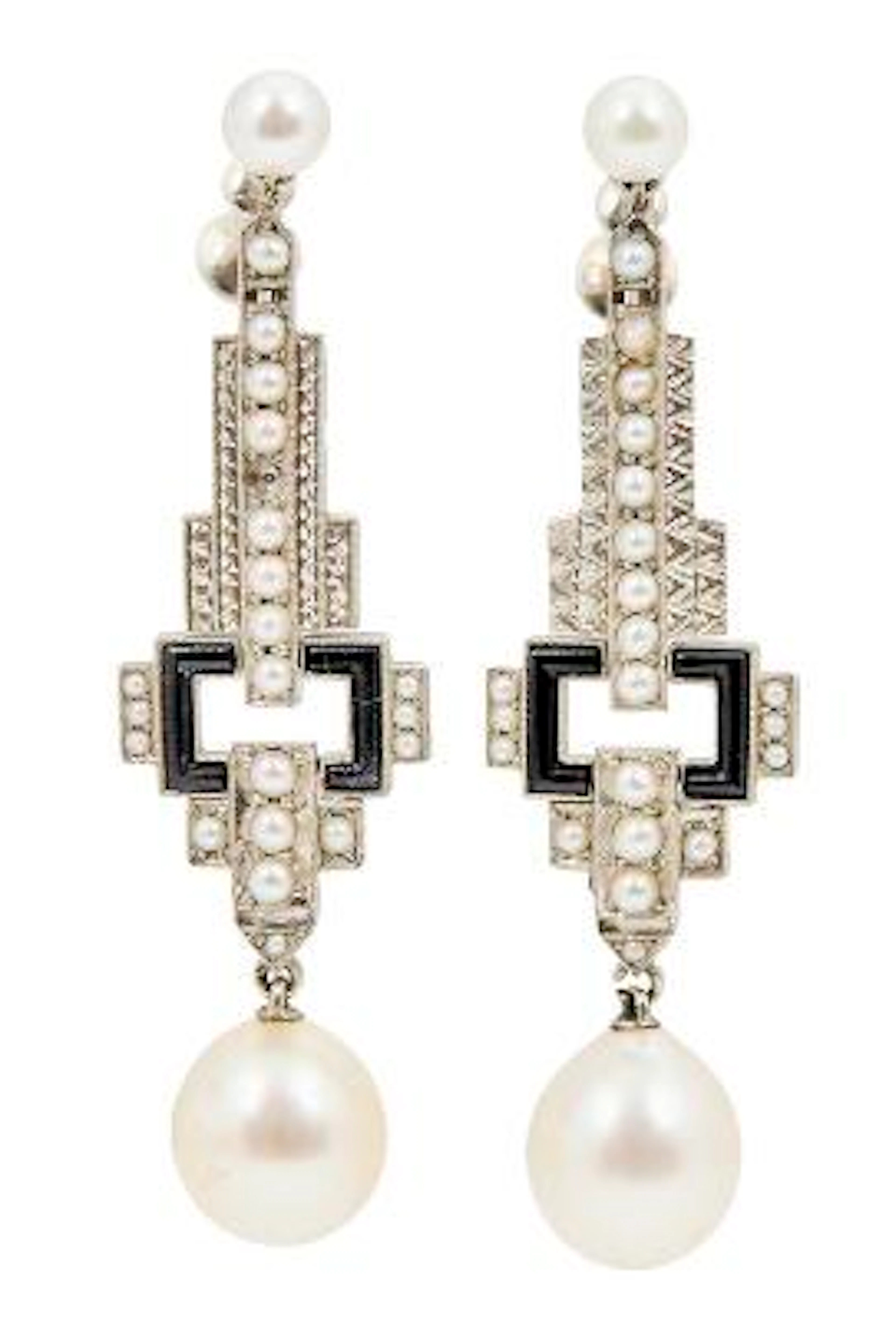 Mikimoto: A pair of pearl ear screws each set with Akoya cultured